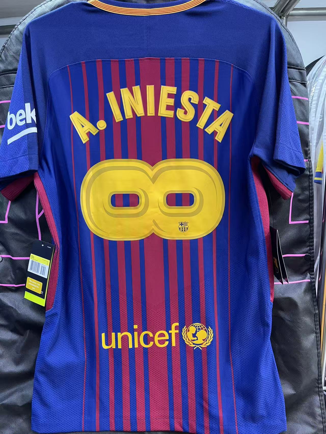 2017-18 Barcelona Home Authentic Shirt #8 A.INIESTA Size S "BNWT"