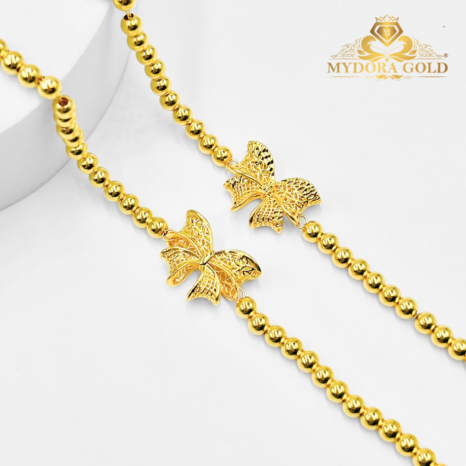 MYDORA Rantai Tangan Boba Ribbon Kerawang l EMAS 916/22K