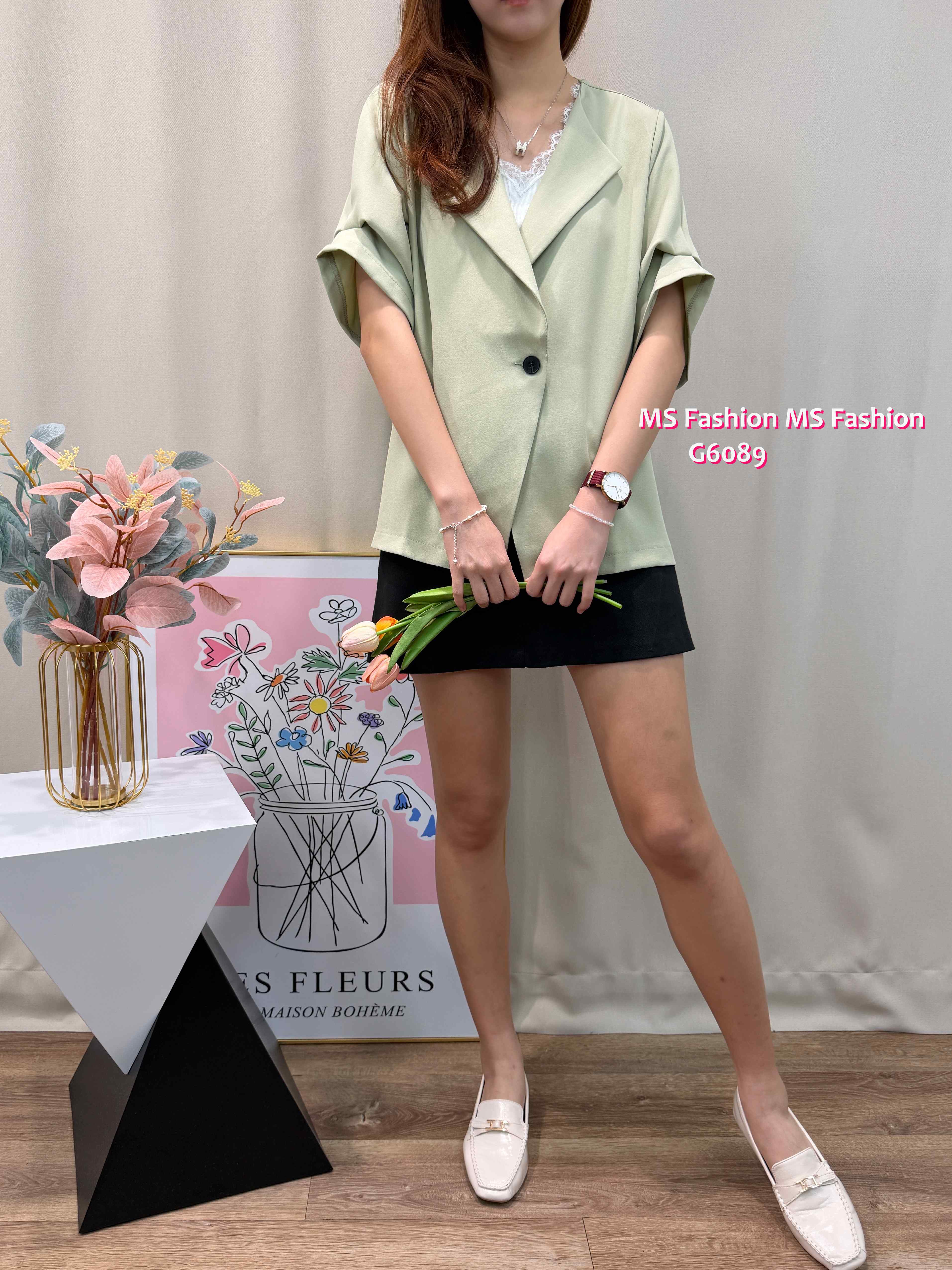 G6189 韓國🇰🇷單鈕短袖薄外套