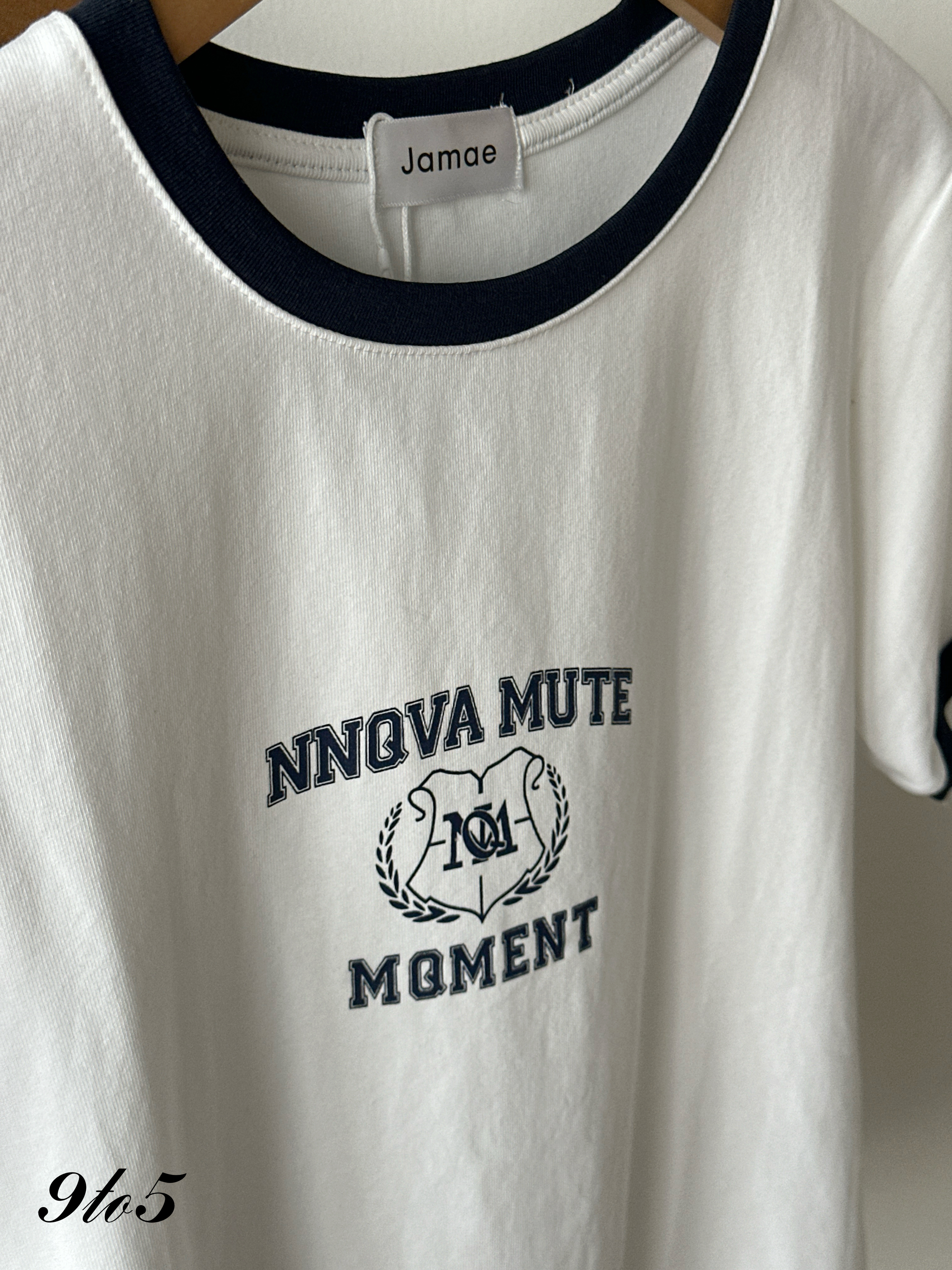 T4376 Printed Wording Contrast Tee - 4 Colors 