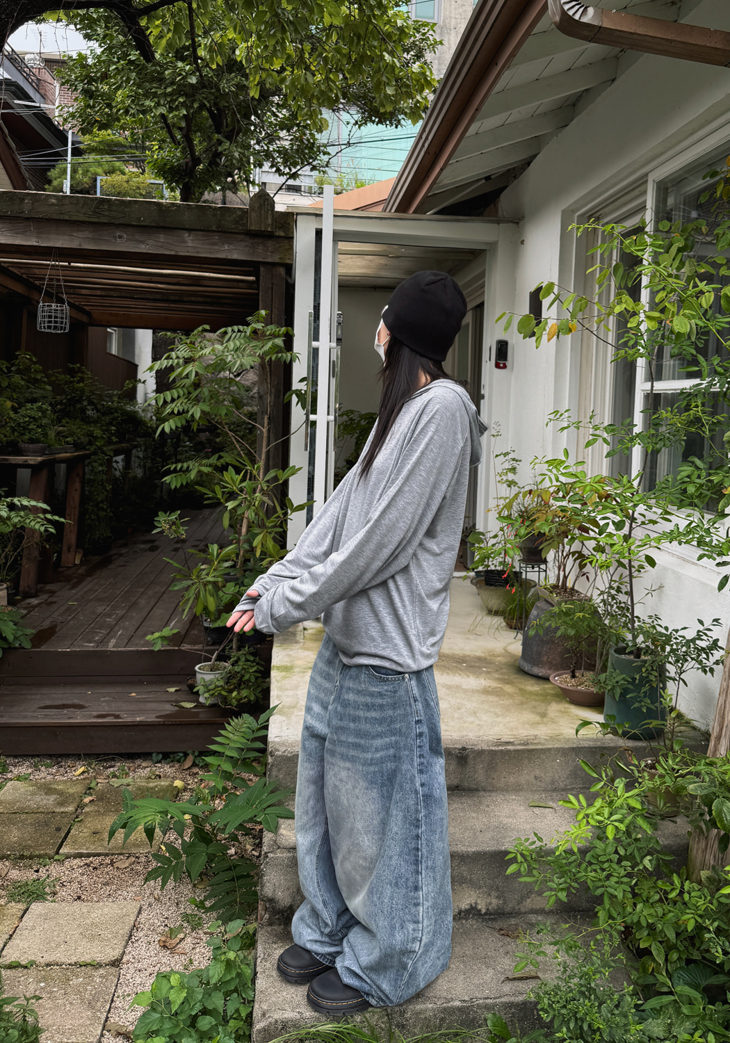 Vintage Wash Wide Denim Pants(Unisex)