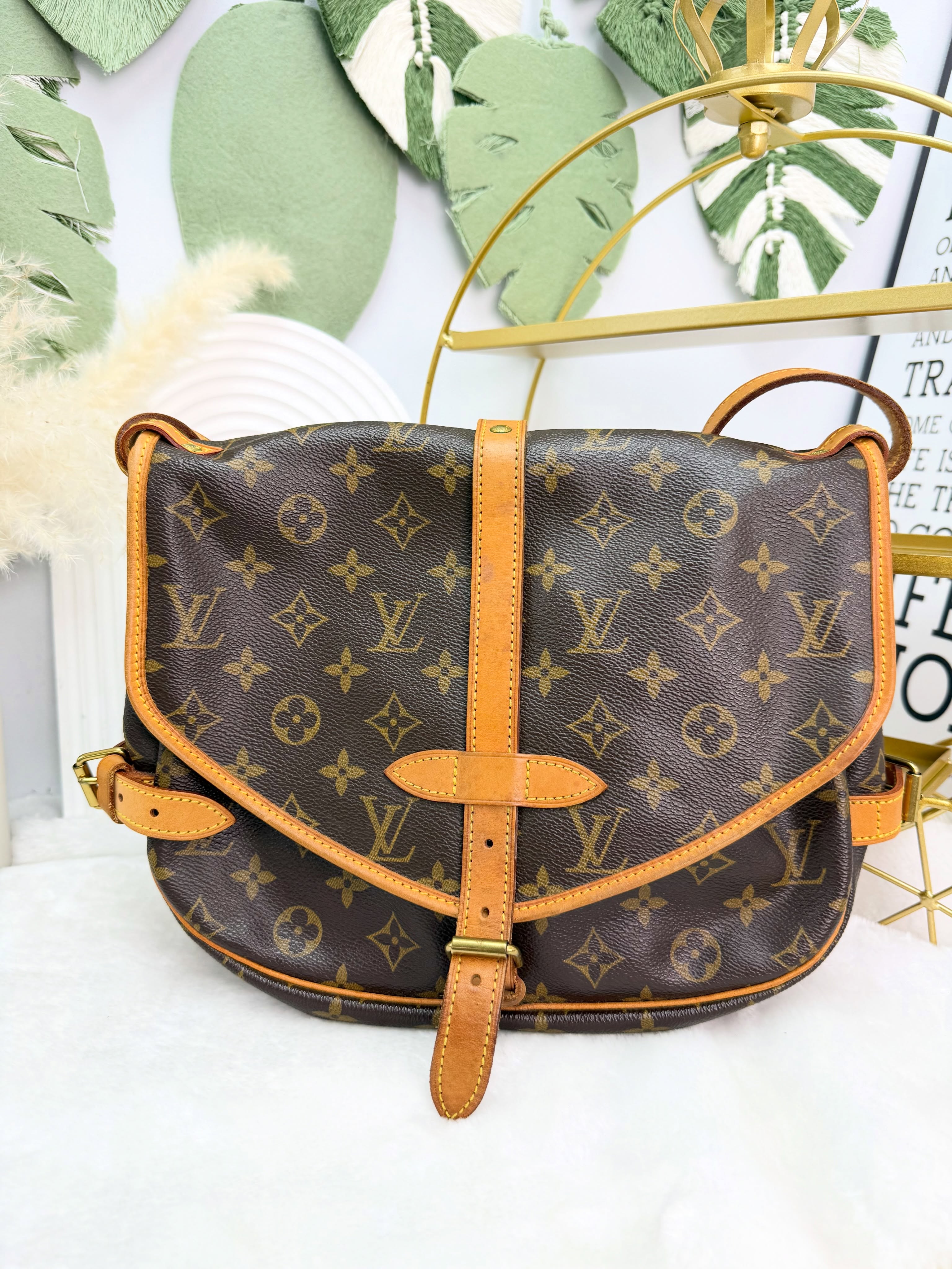 LV👜 PRE OWNED 🛍️啡色老花Saumur 30（MM）有塵袋🤎