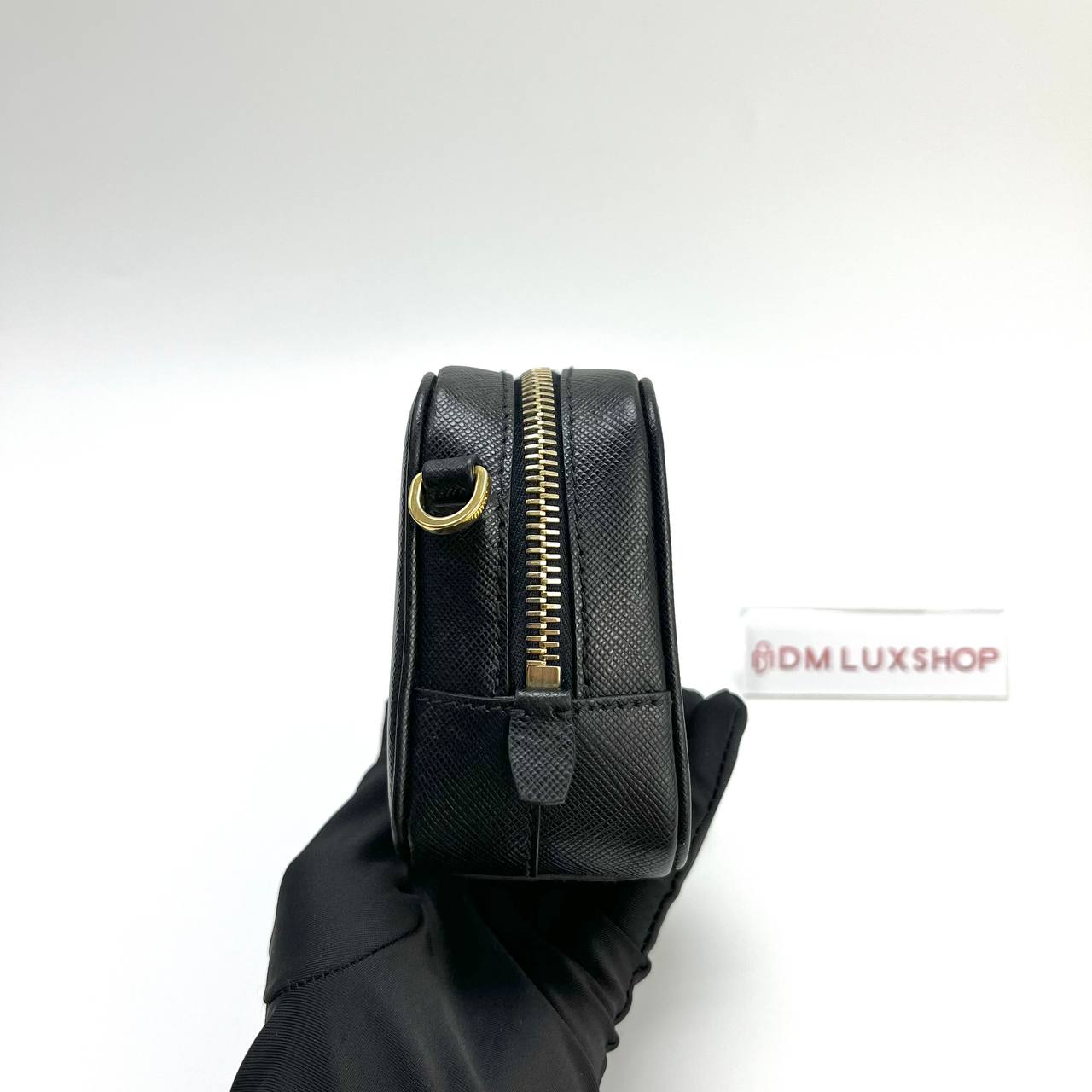 Prada Saffiano Black Mini Camera Bag GHW