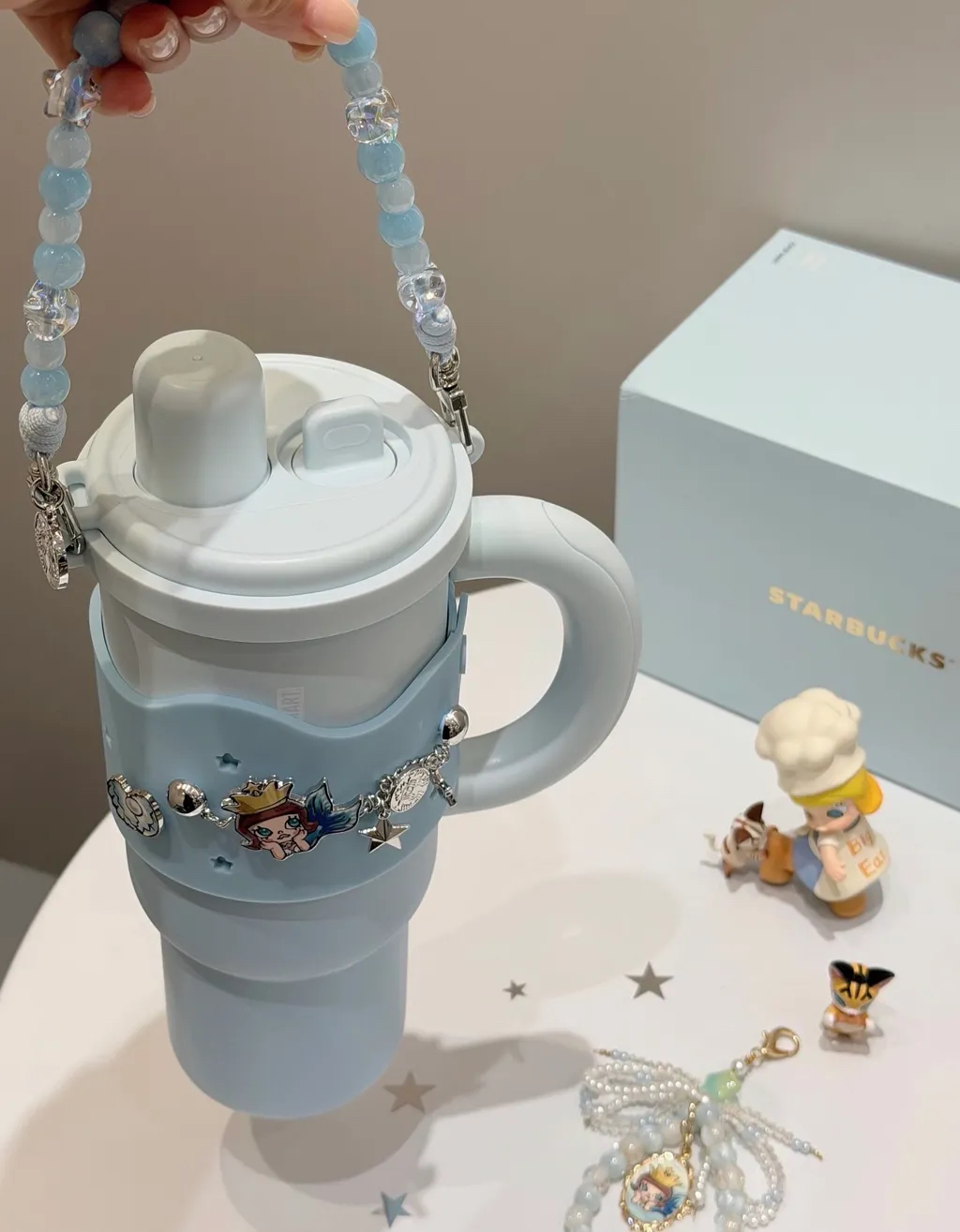 Starbucks中國限定 X Popmart   Molly20週年星Molly洞洞不鏽鋼杯 1170ml 