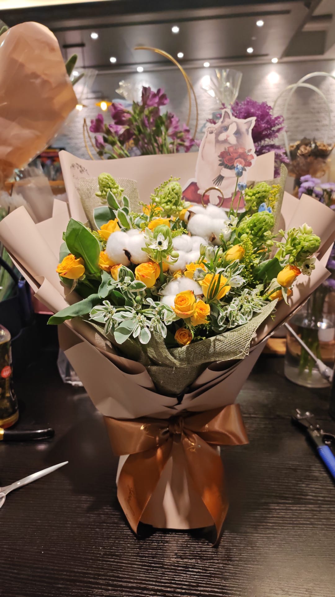 暖陽棉花花束