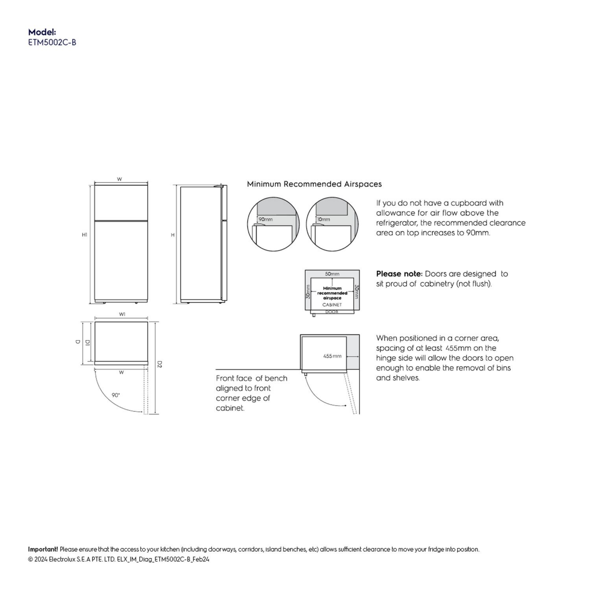 Electrolux 503L UltimateTaste 500 Top Mount Inverter Refrigerator (ETM5002C-B)