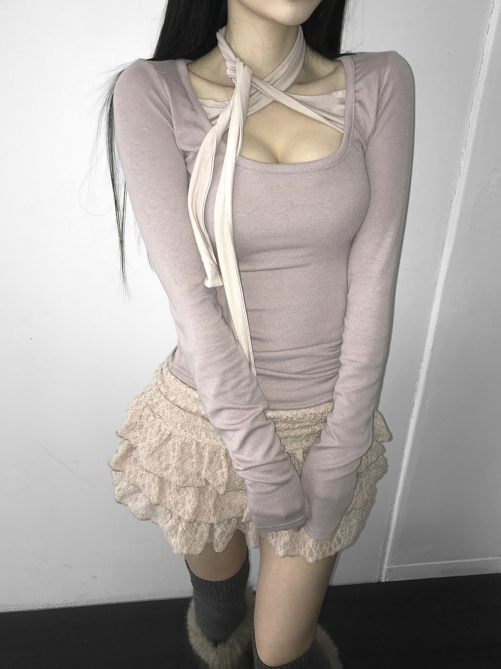 Tiered Ruffled Lace Mini Skirt