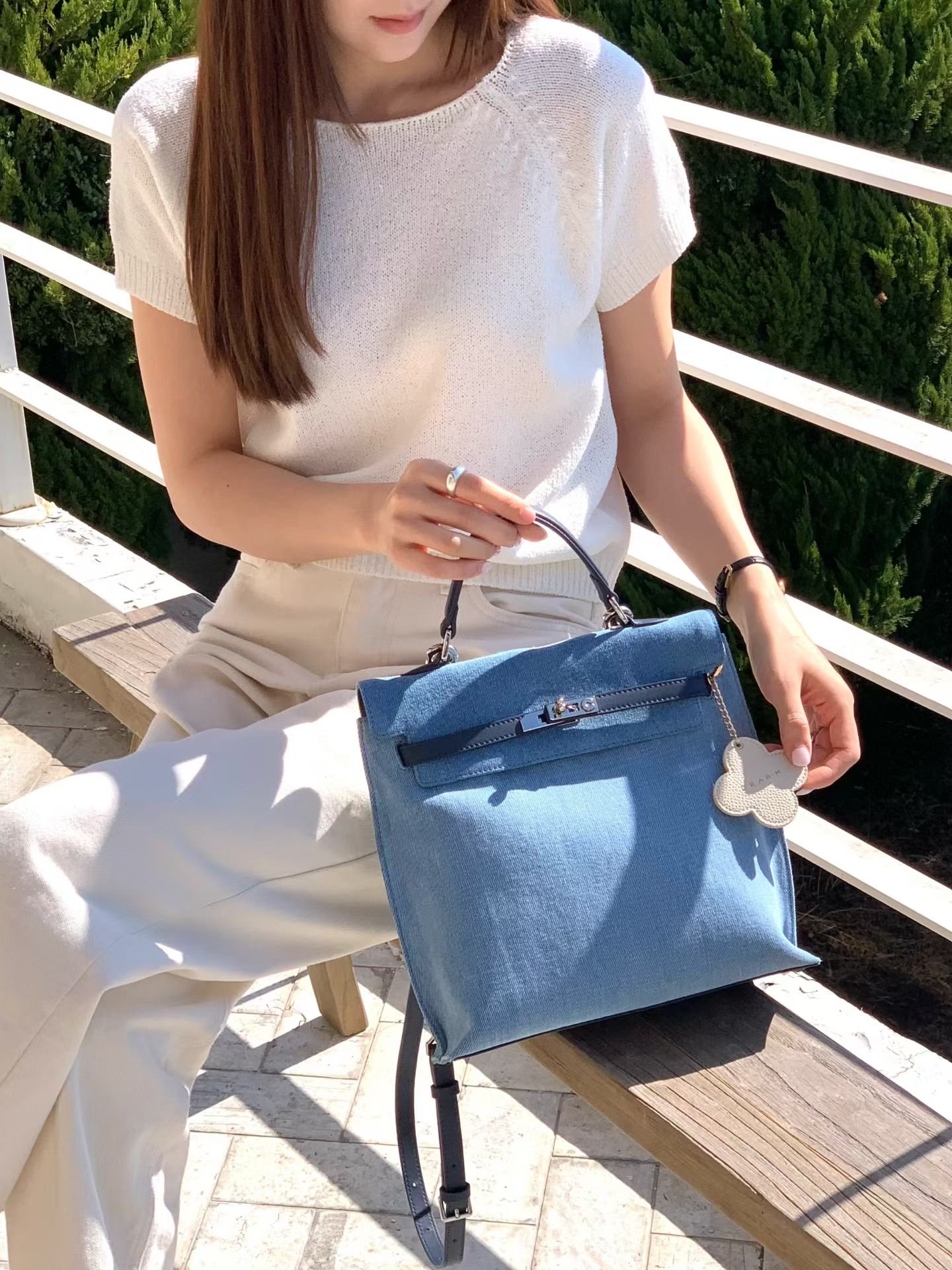 Denim blue 4 ways backpack 