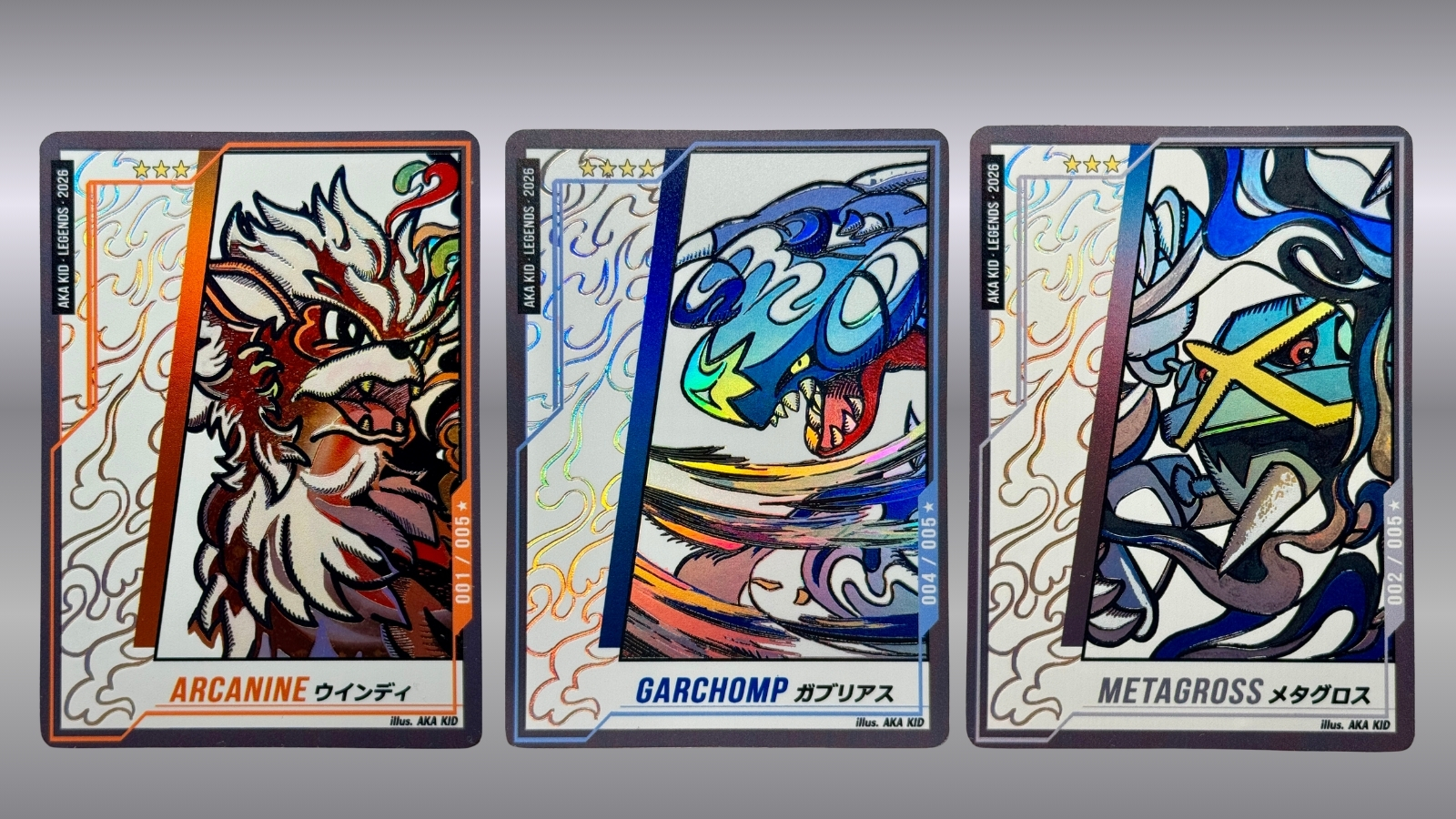 AKA KID LEGENDS 2026 – Holo full Set B- Arcanine / Garchomp / Metagross 