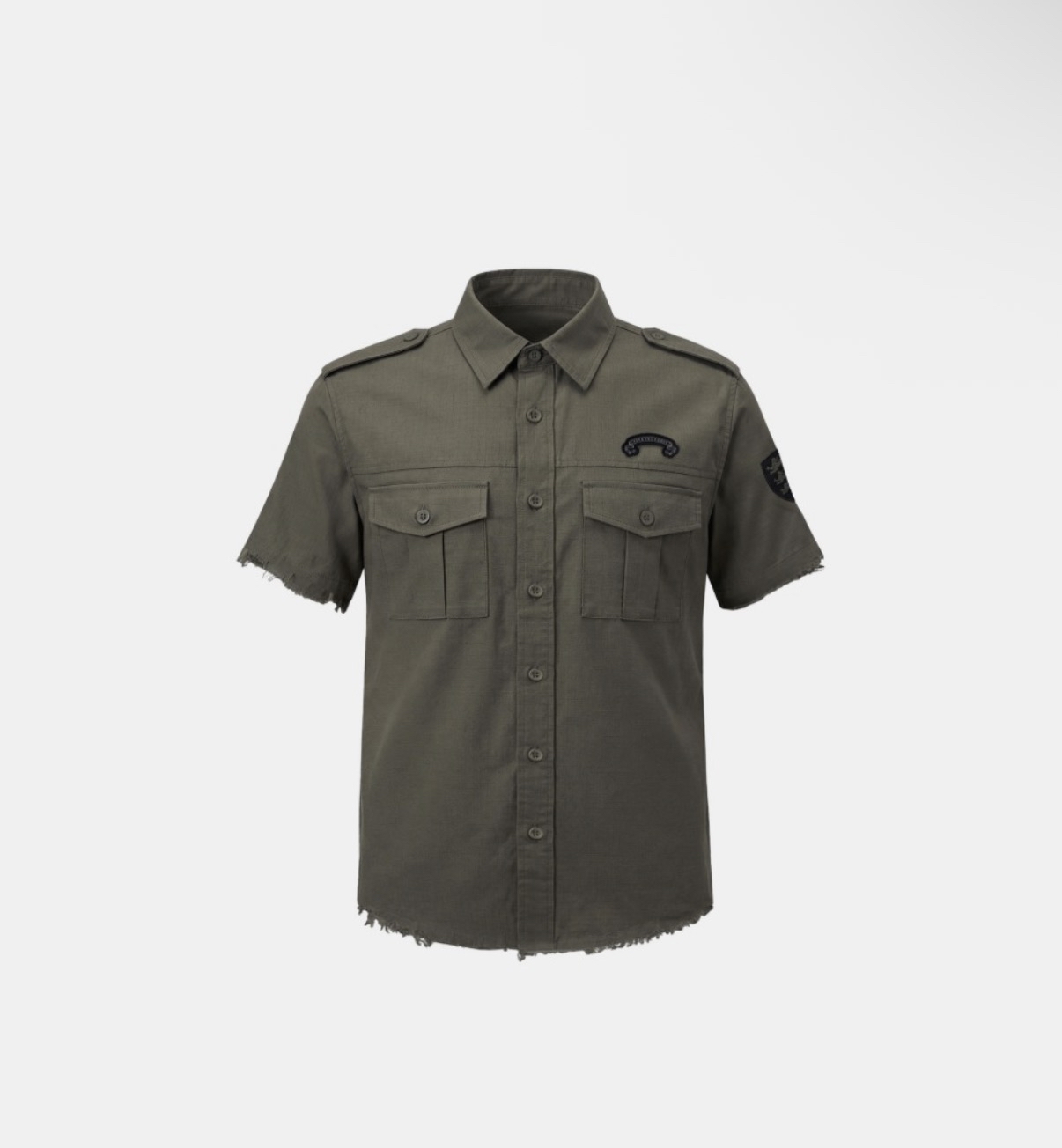 BADBLOOD新款[w-sht26-014] Arc Epaulette Military Short Sleeve Shirt - Military Green