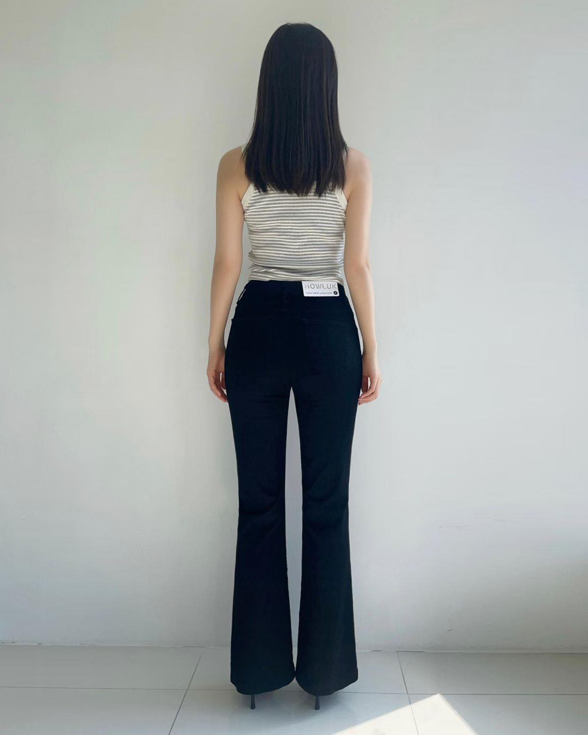 冰感黑色小喇叭褲