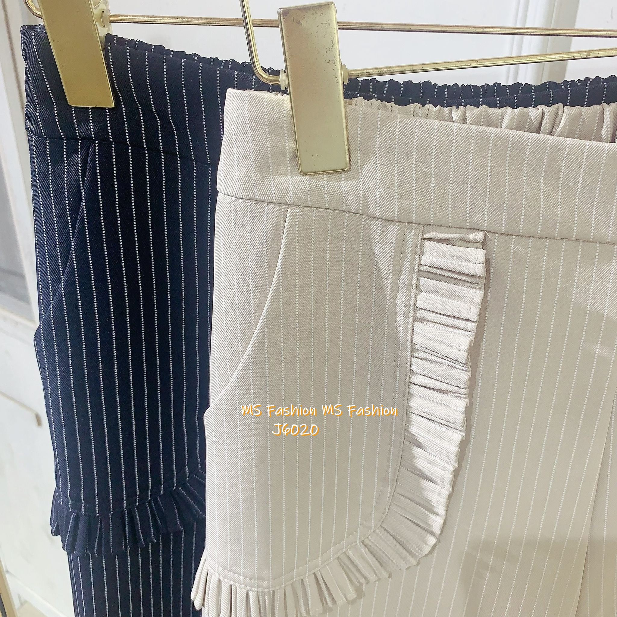 J6020 韓國🇰🇷條子ruffle袋闊褲