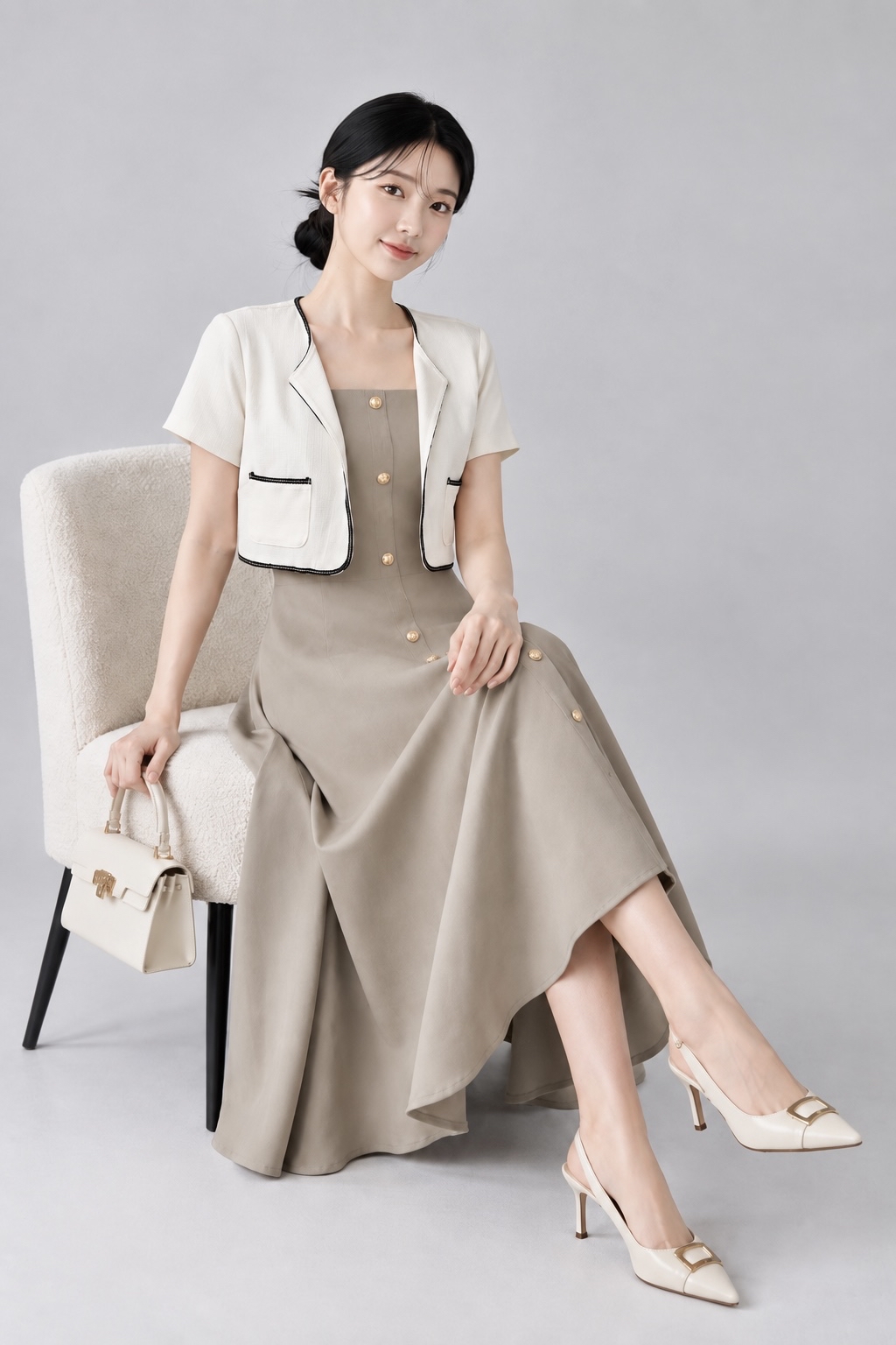 131191 Sky Blue Button-Front A-Line Midi Dress