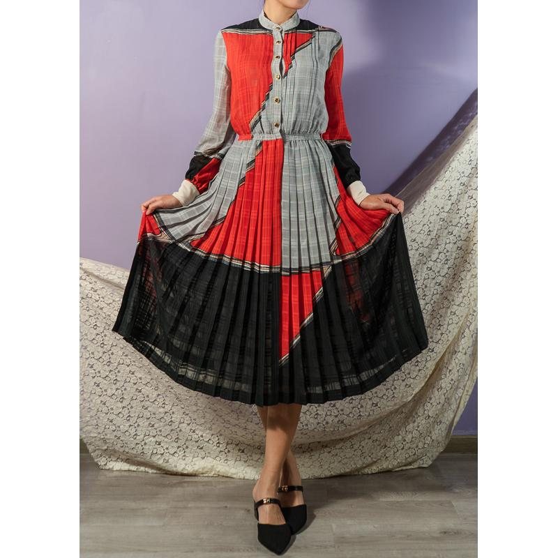 Vintage Japanese C.a. 1980s Contemporary Art Style Pattern Button up Day Dress (MT1608-133)