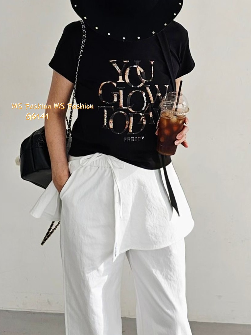 G6141 韓國🇰🇷型格字母閃石top