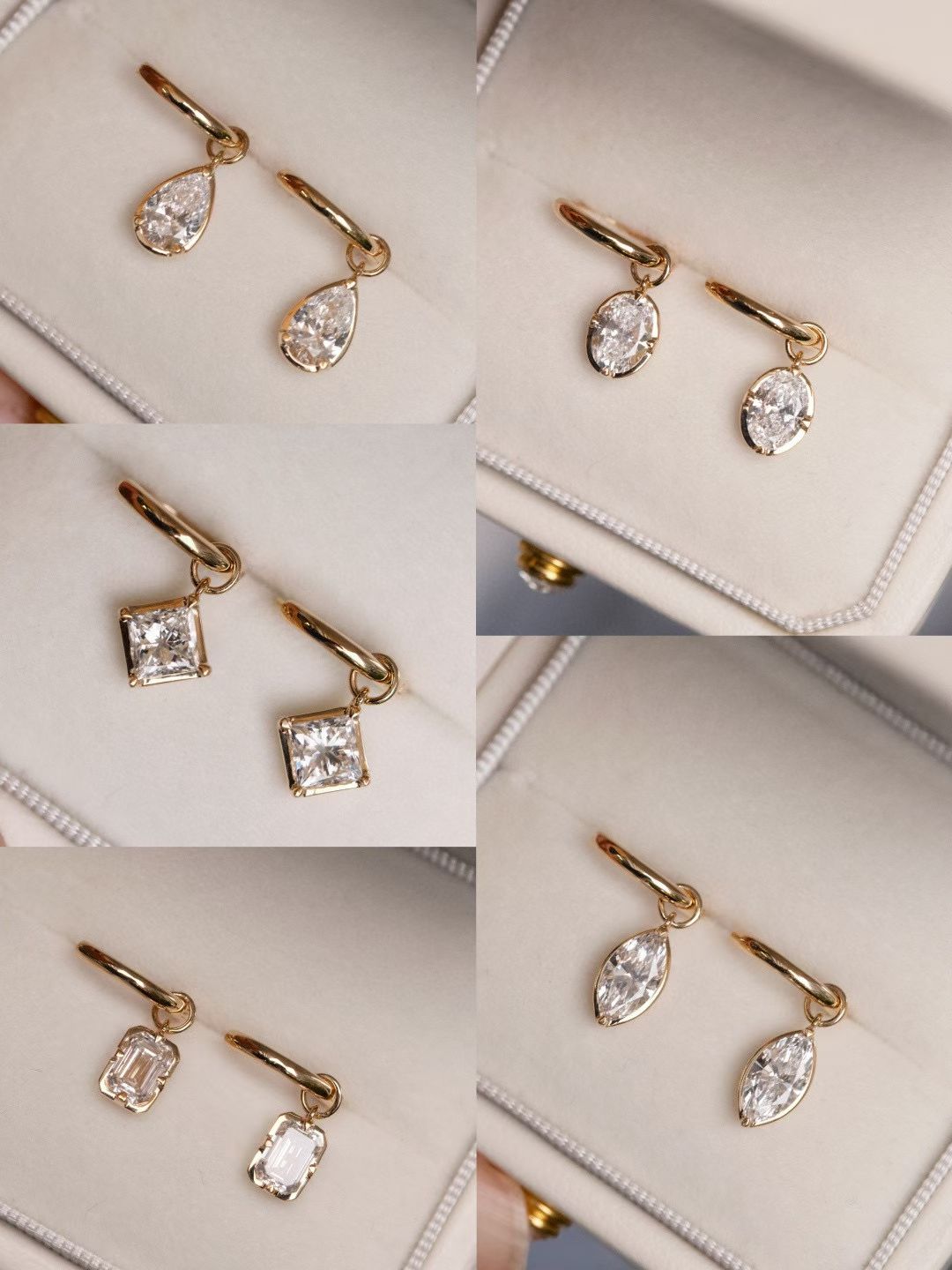 18K培育鑽石耳圈