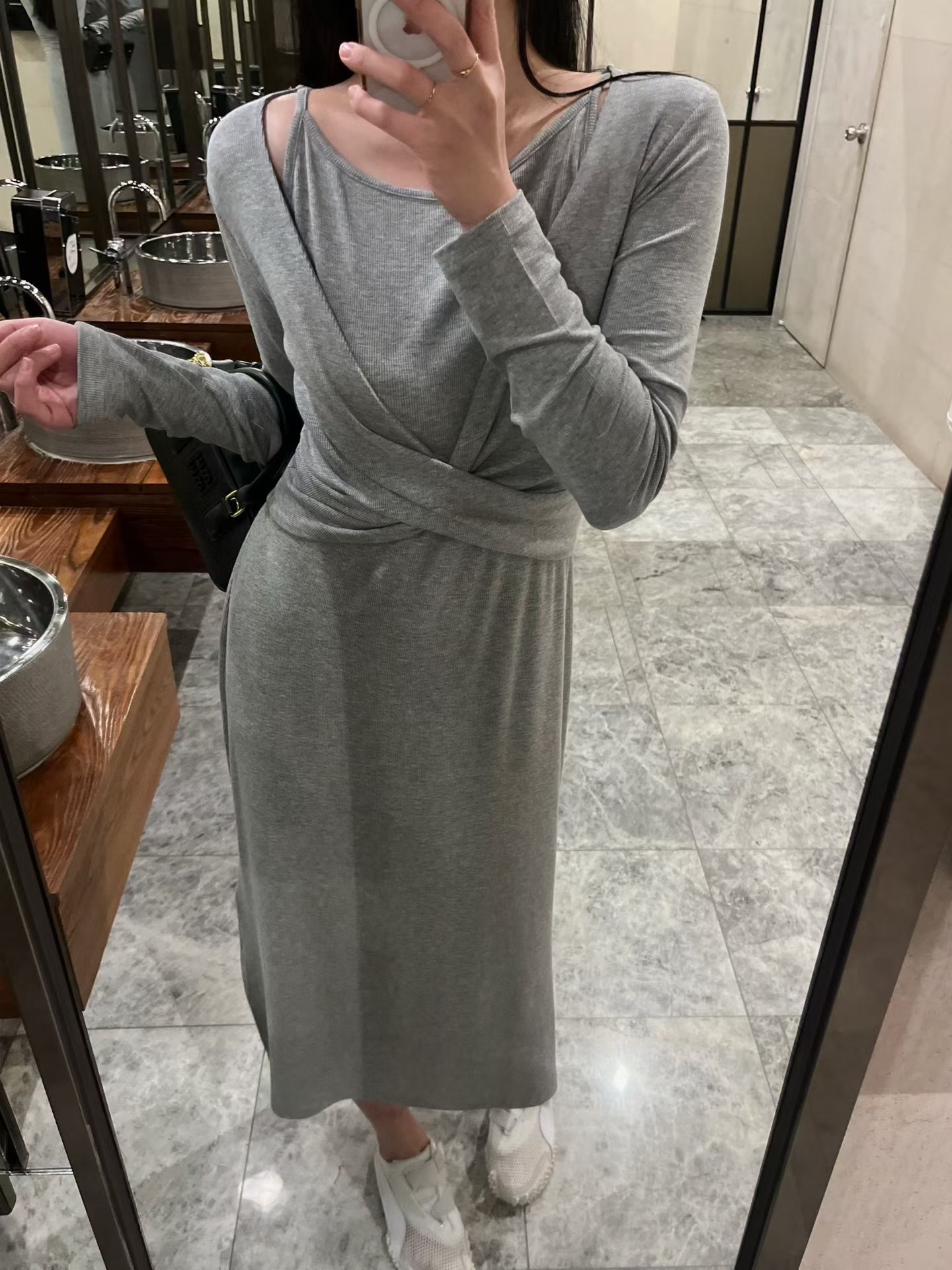 Feminine stretchy long dress SET