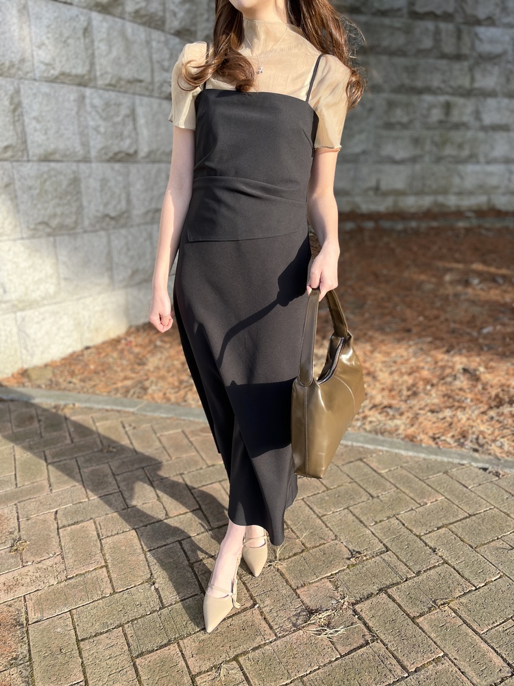 Airy Sheer Crinkle Top (Brown)