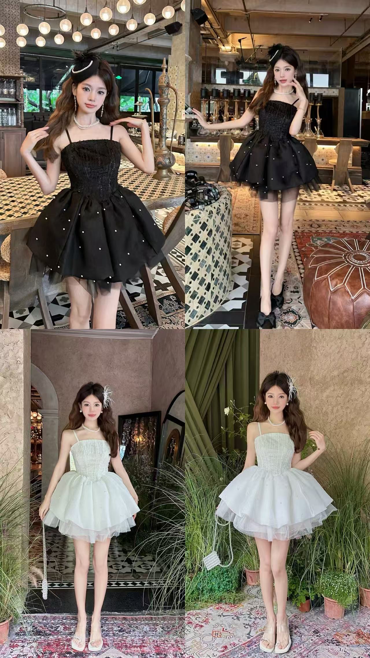 6700 法式气质蕾丝蓬蓬连身裙