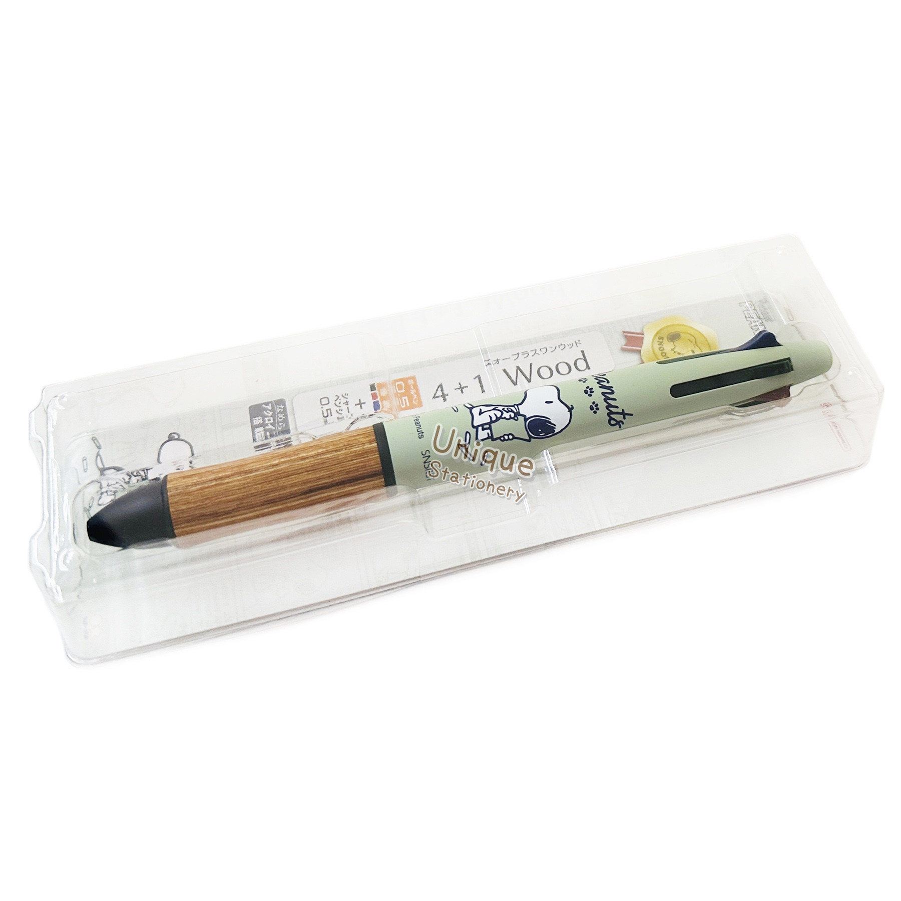 現貨｜Snoopy Pilot 4+1 Wood 日本製 多功能 5用筆 0.5mm 4色原子筆 + 0.5mm 鉛芯筆 (S4659384)