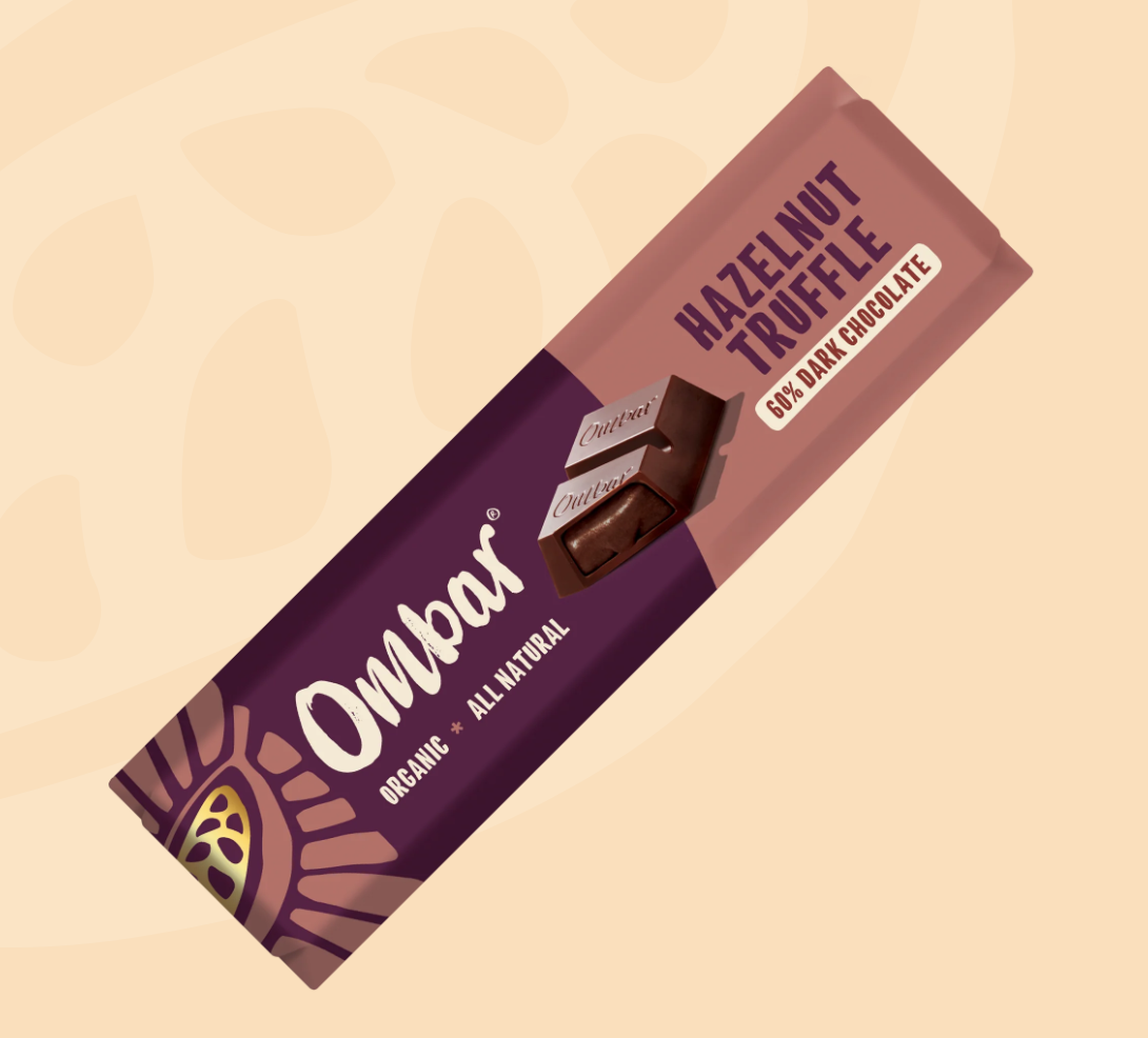 Ombar 榛子軟心黑朱古力（60%可可） Hazelnut Truffle Filled Chocolate Bar - Organic (42g)
