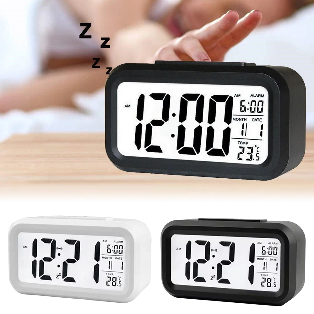 大屏幕超靜音 LED電子鐘 帶光感 白色 UB0248