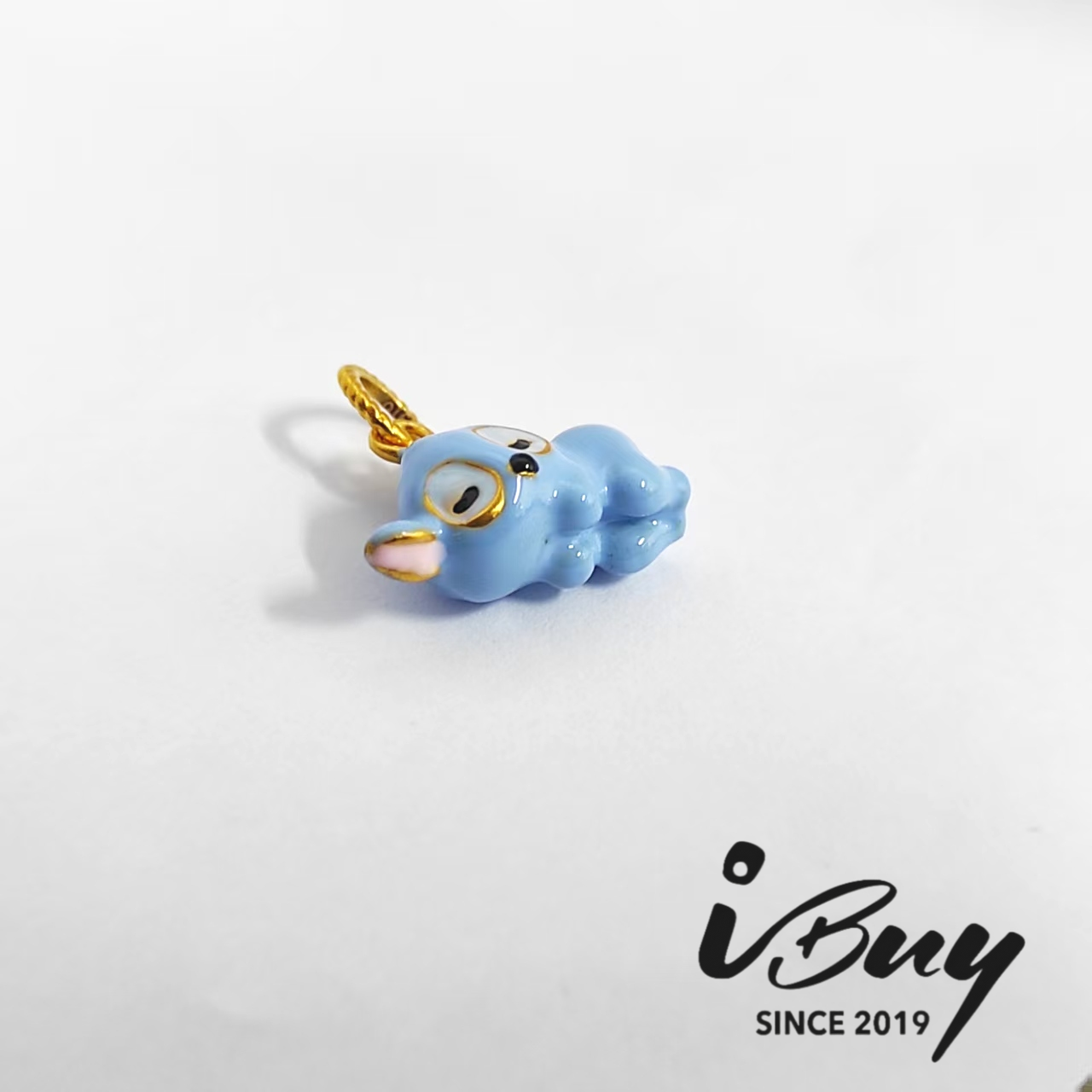 916HARD GOLD SLEEPING STITCH BLUE CHARM BEAD 916 硬金 趴趴睡史迪奇串咀