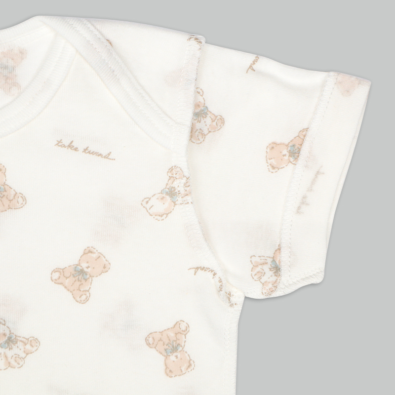 🇯🇵預訂 日本直送🇯🇵日本製小熊印花純棉短袖包屁衣兩件套