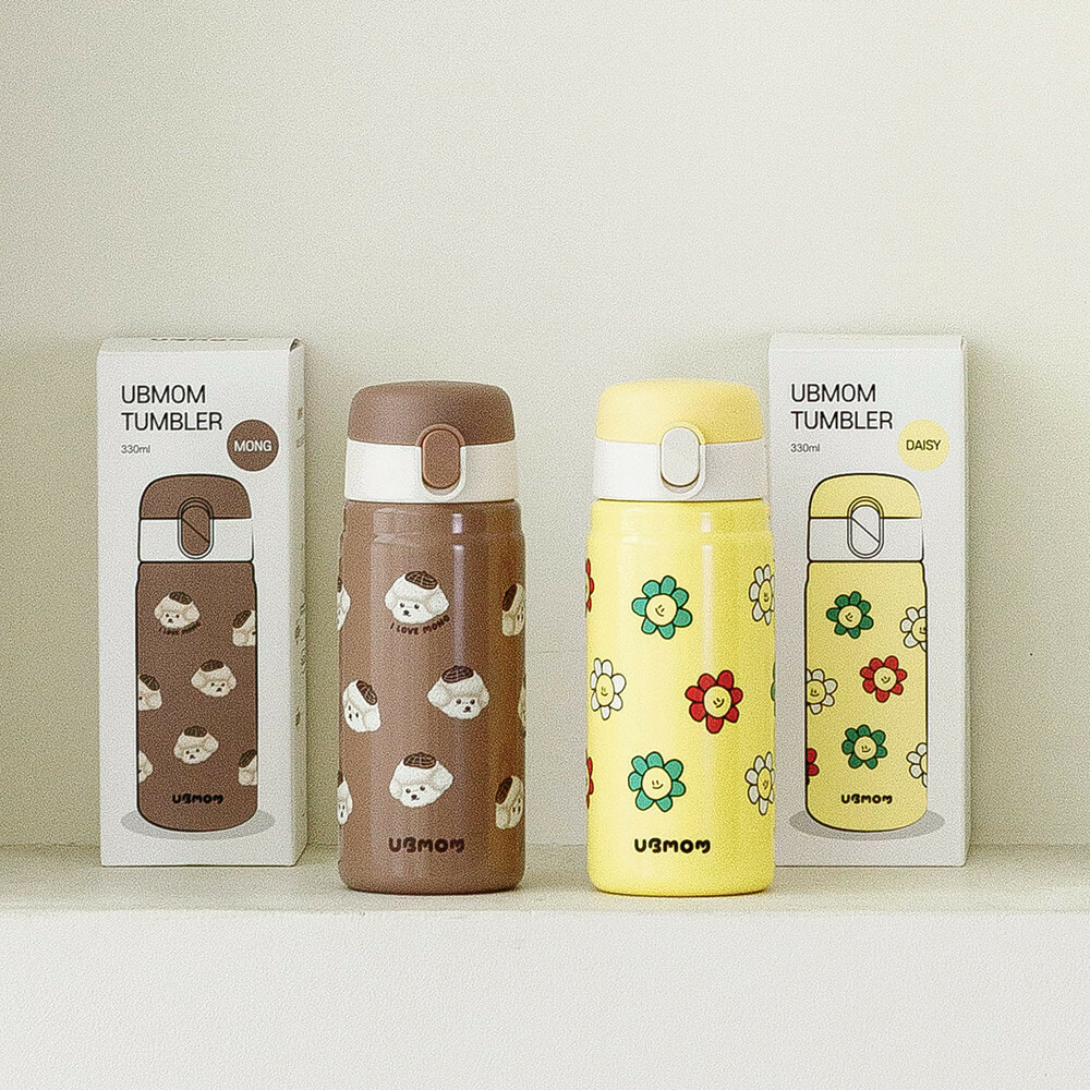 UBMOM 不銹鋼316直飲保溫杯 - 啡色萌萌狗- 330ml