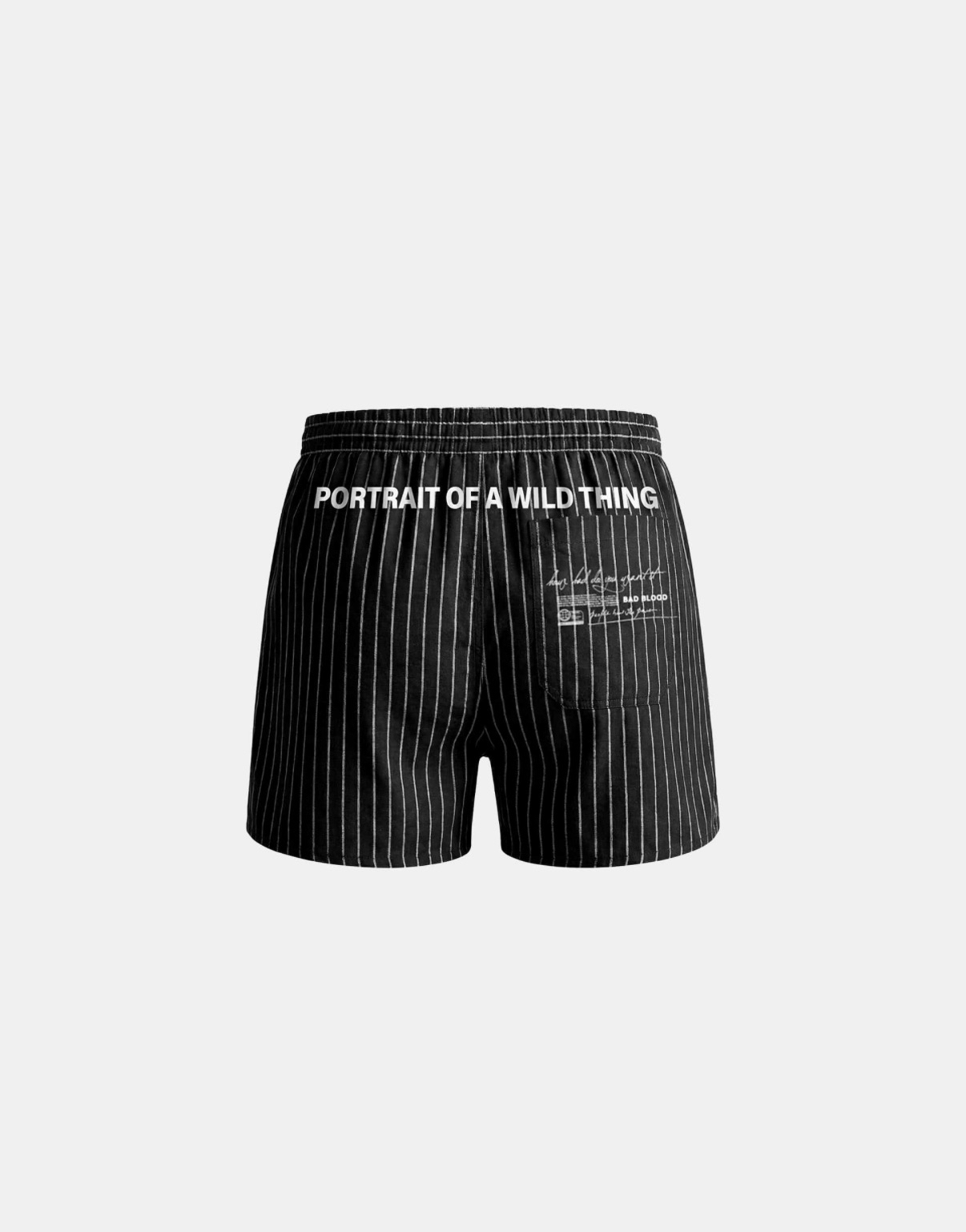 BADBLOOD [w-pnt26-002] Button Fly Boxer Shorts - Black Stripe