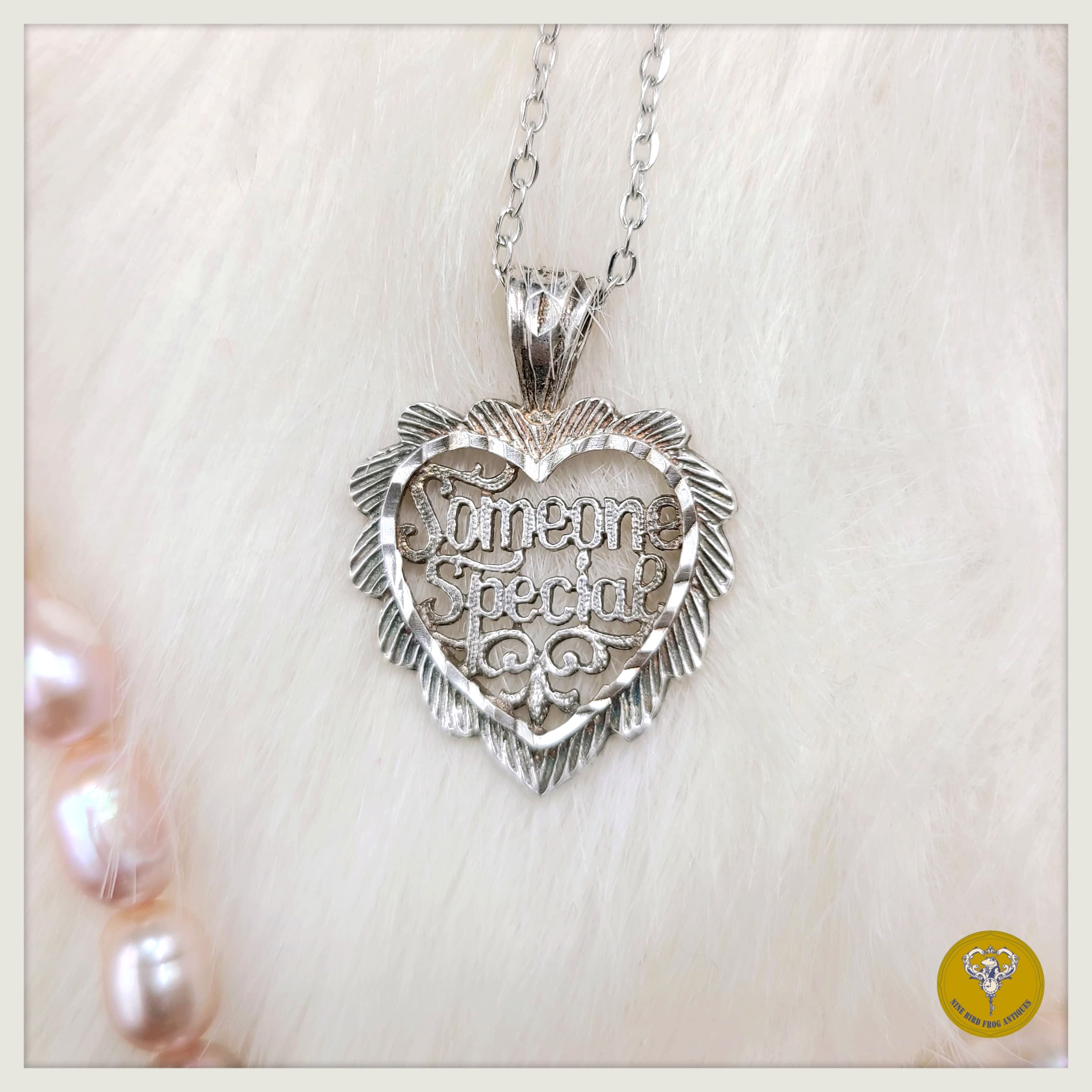 80年代 “Someone Special” 心型鏤空手工純銀吊嘴頸鍊