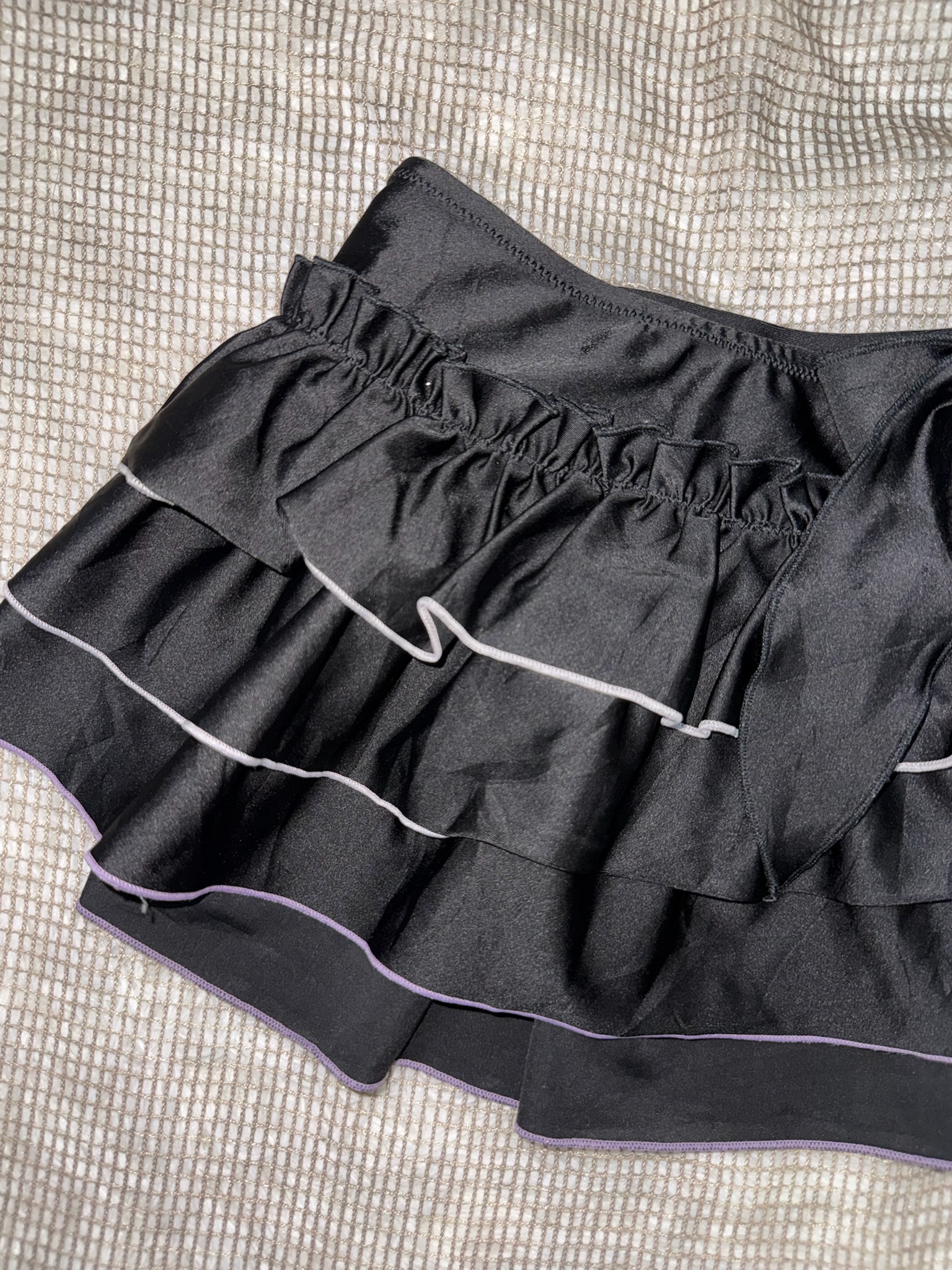 Black Tiered Ruffle Mini Skirt with Bow