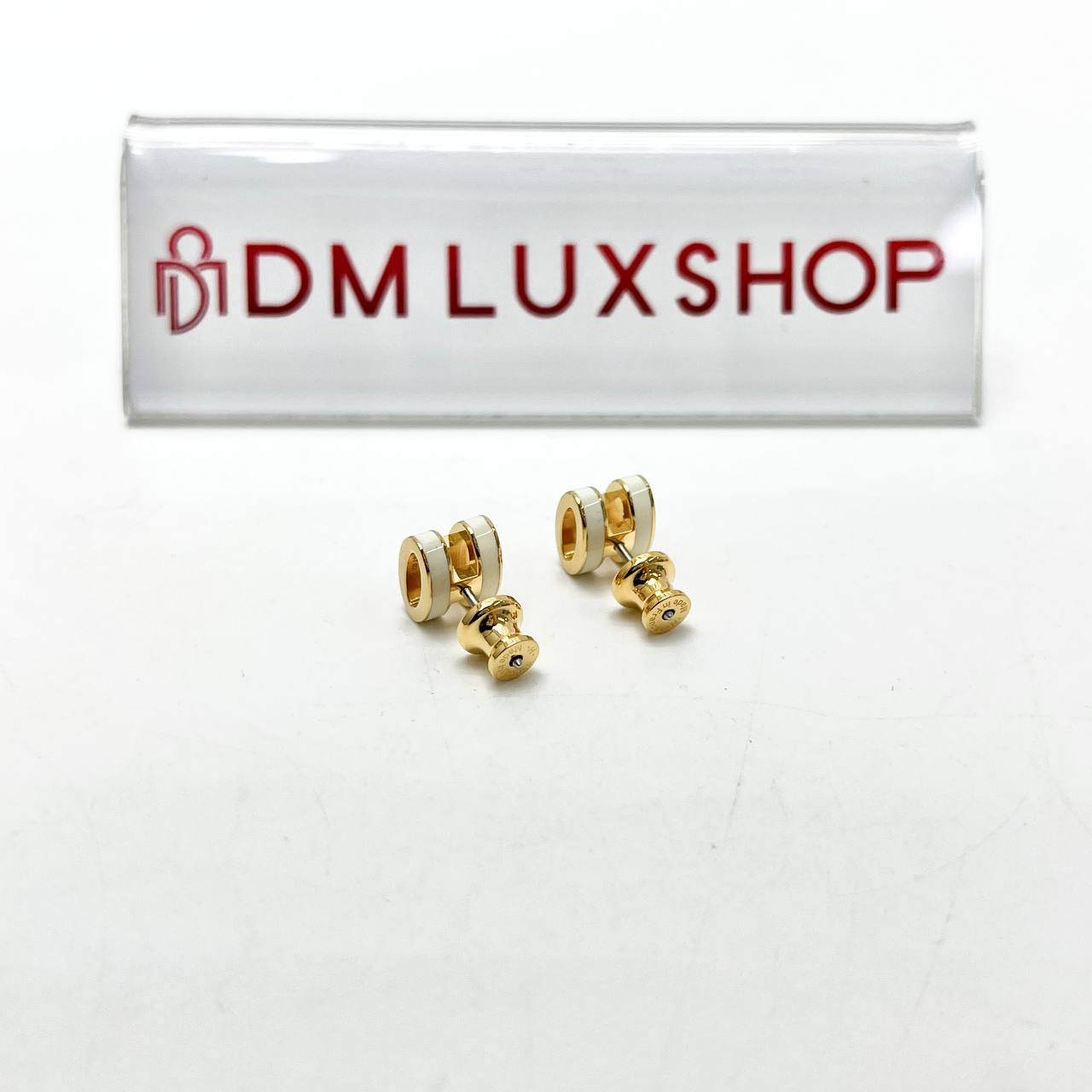 Hermes Mini Pop H White Earrings GHW
