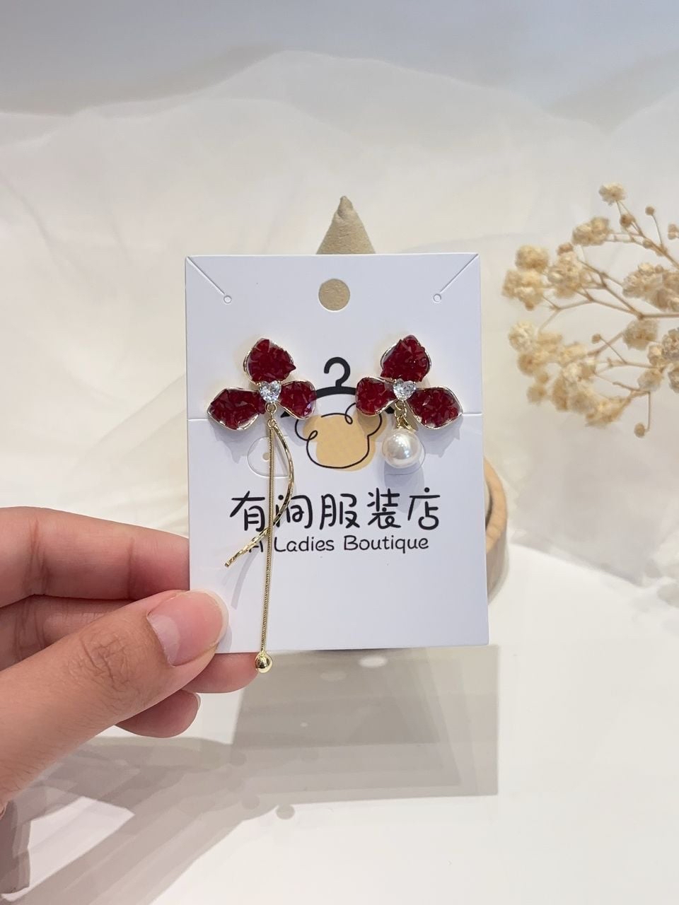 日韩优雅珍珠长款流苏耳环