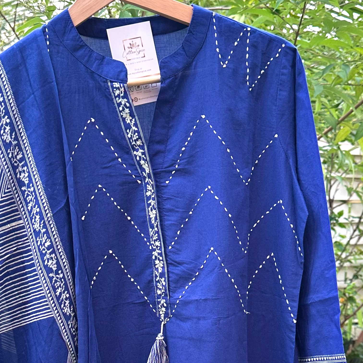 Electric Blue Zig Zag Kurta Set