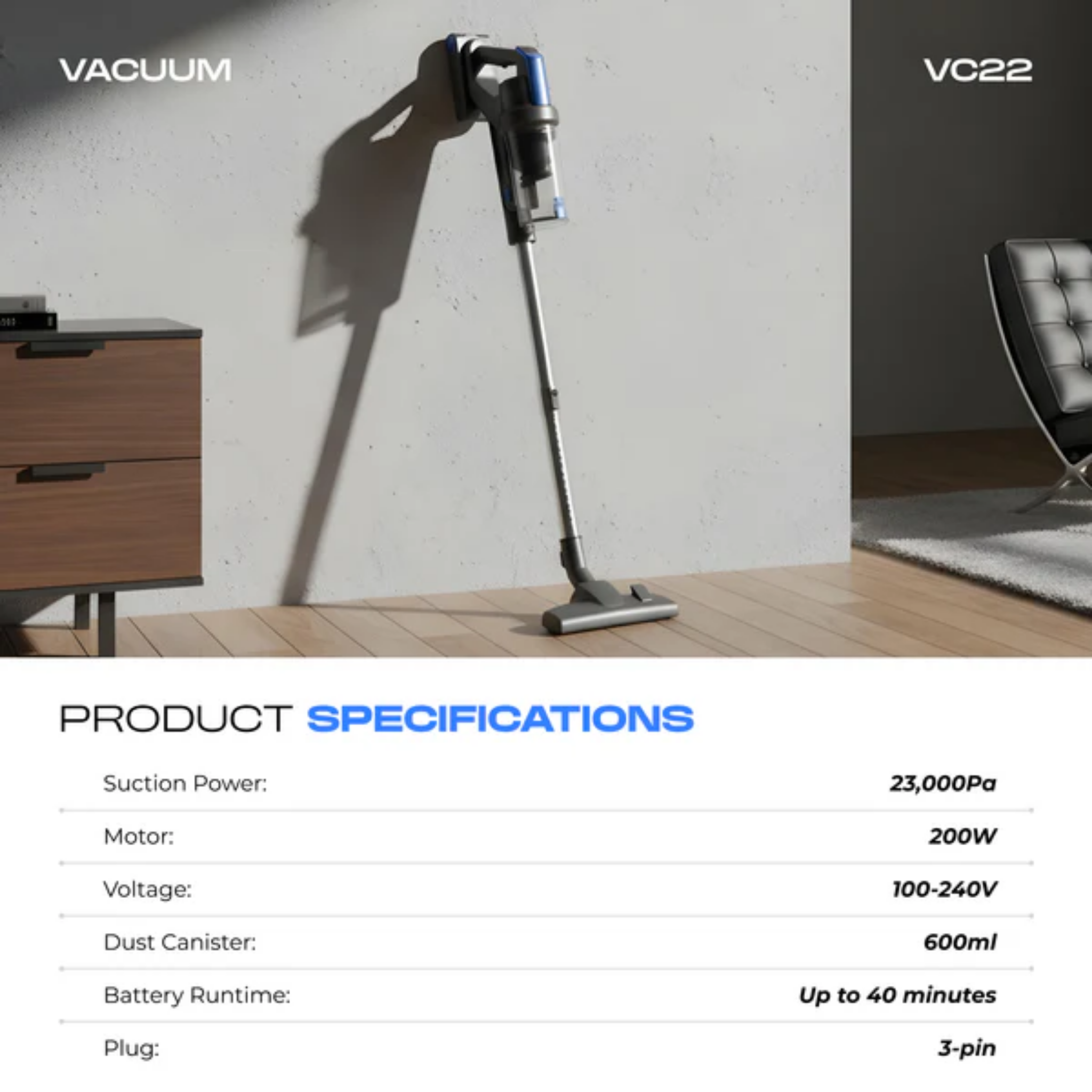 Russell Taylors 130W Cordless Vacuum (VC-22)