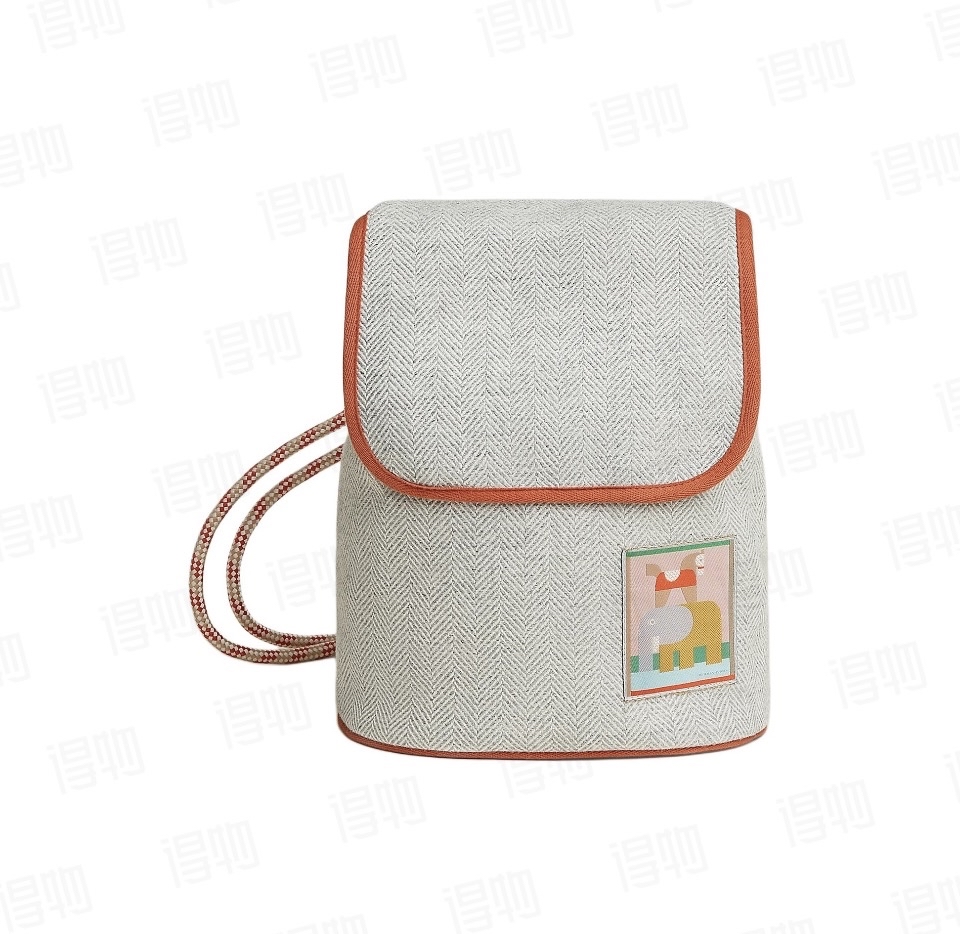 全新HERMES愛馬仕25動物部落羊毛背囊 岩灰色