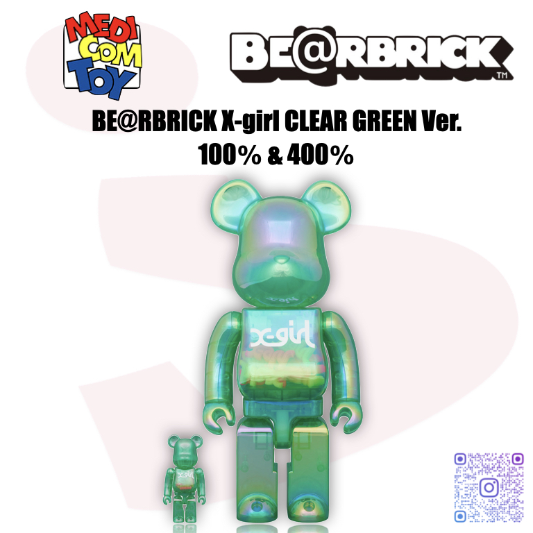 BE@RBRICK X-girl CLEAR GREEN Ver. 100％ & 400％ | Brick Flipper