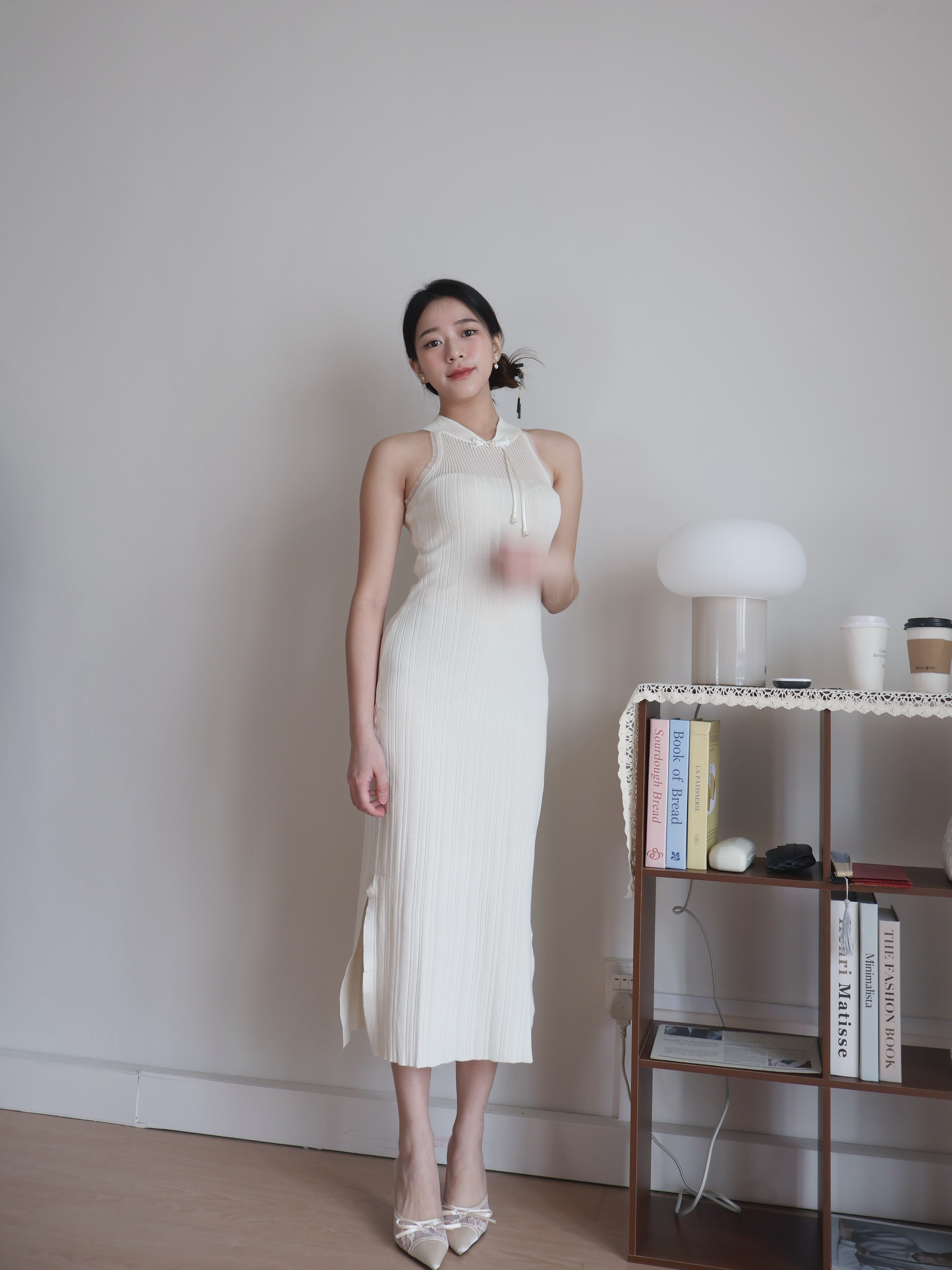 Qin Knitted Cheongsam | Cream