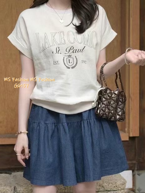 G6157 韓國🇰🇷靚靚字母摺袖top