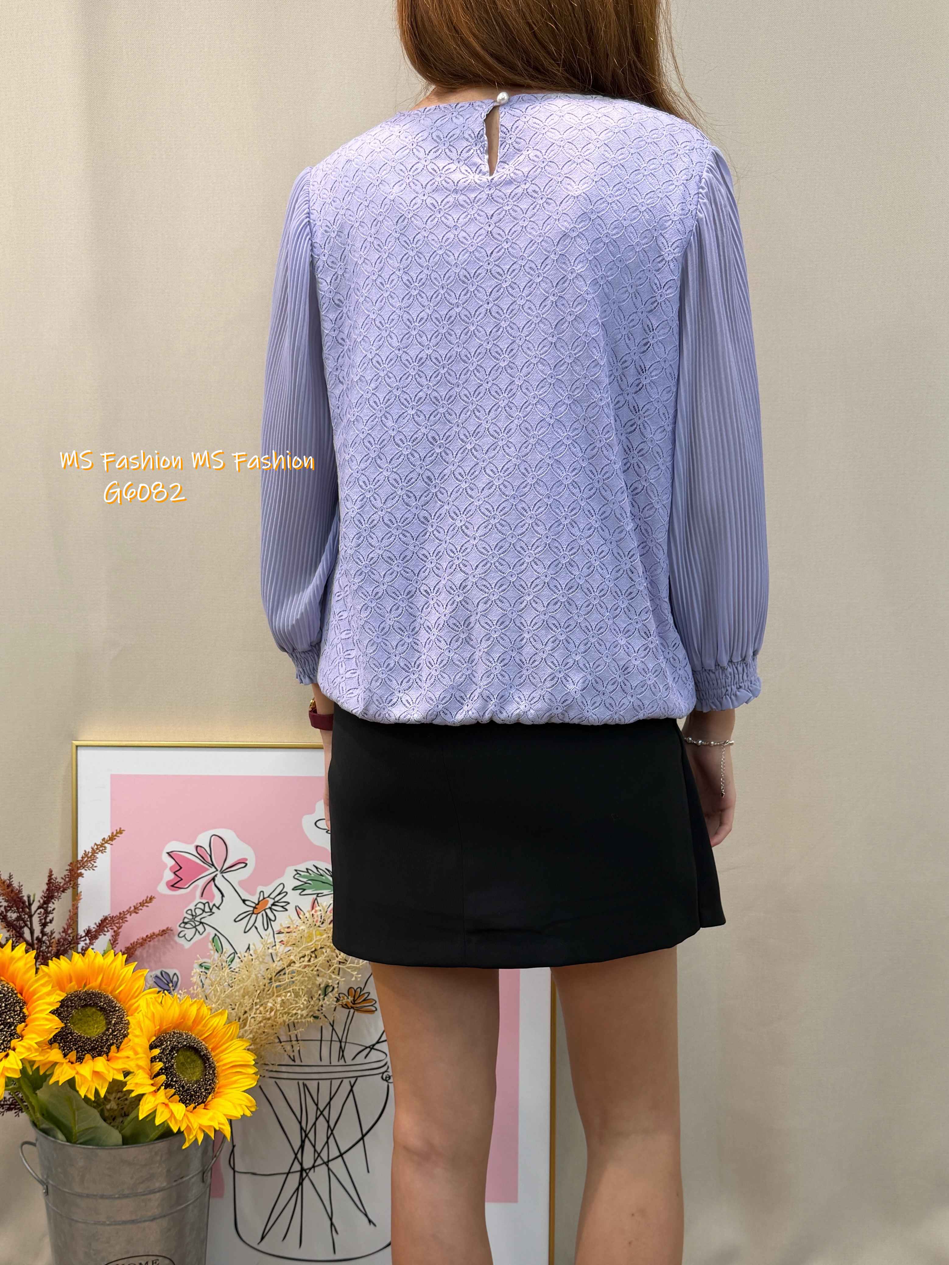 G6082 韓國🇰🇷通花百摺top