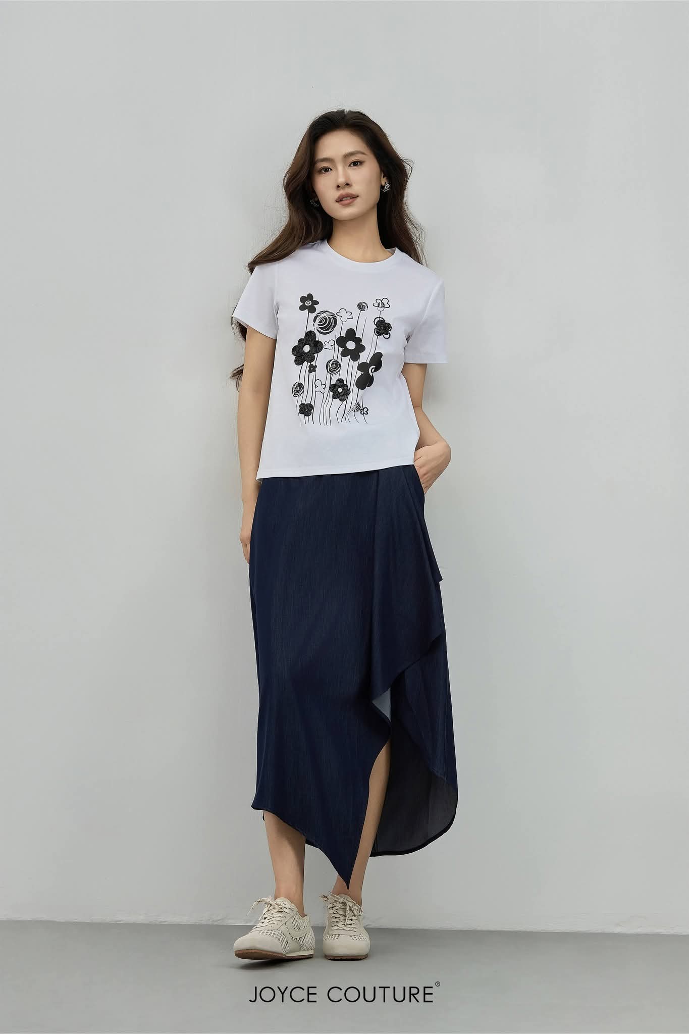 不对称按扣牛仔半裙 S0145