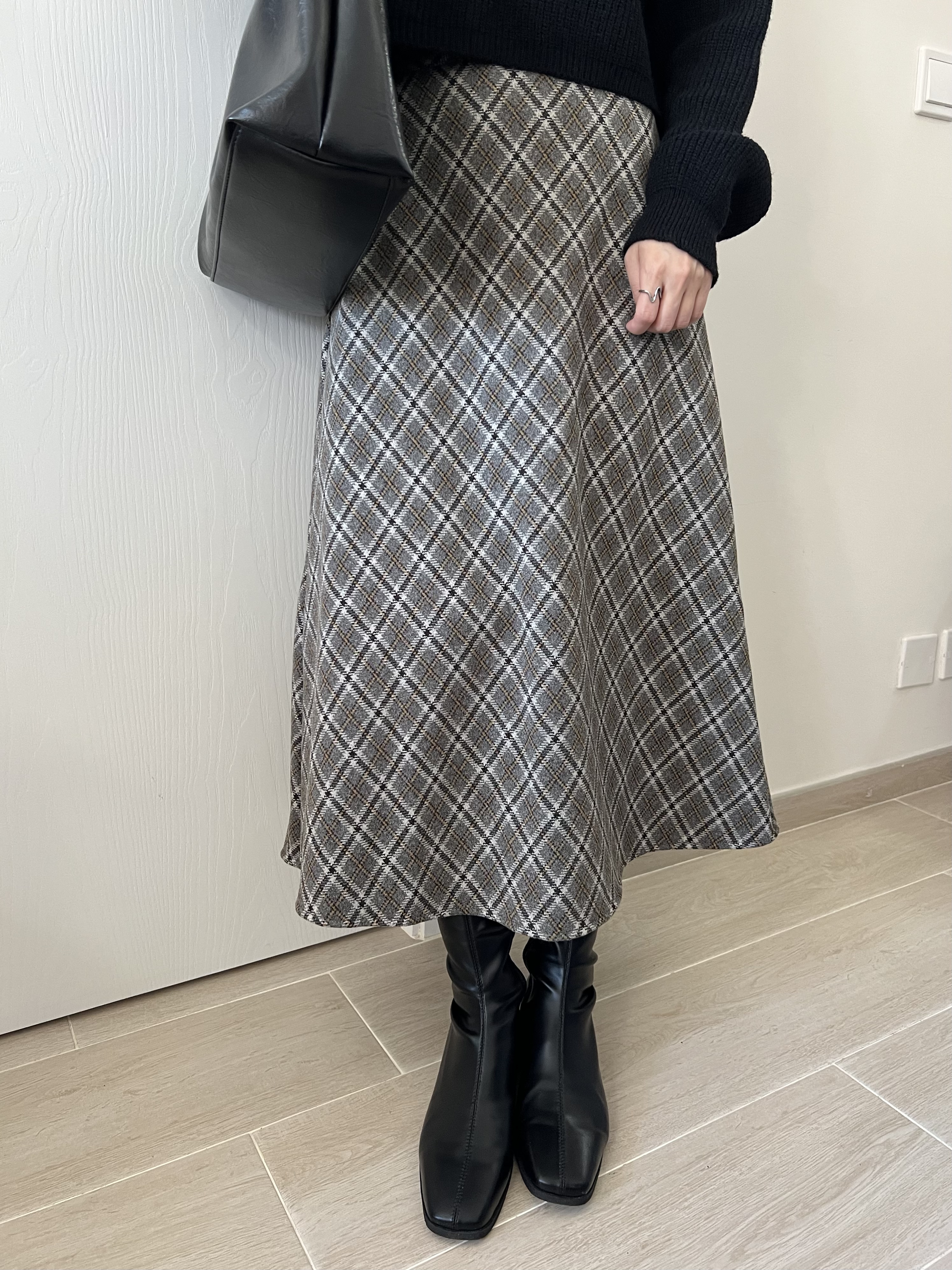 高質秋冬菱形格紋長裙 現貨
