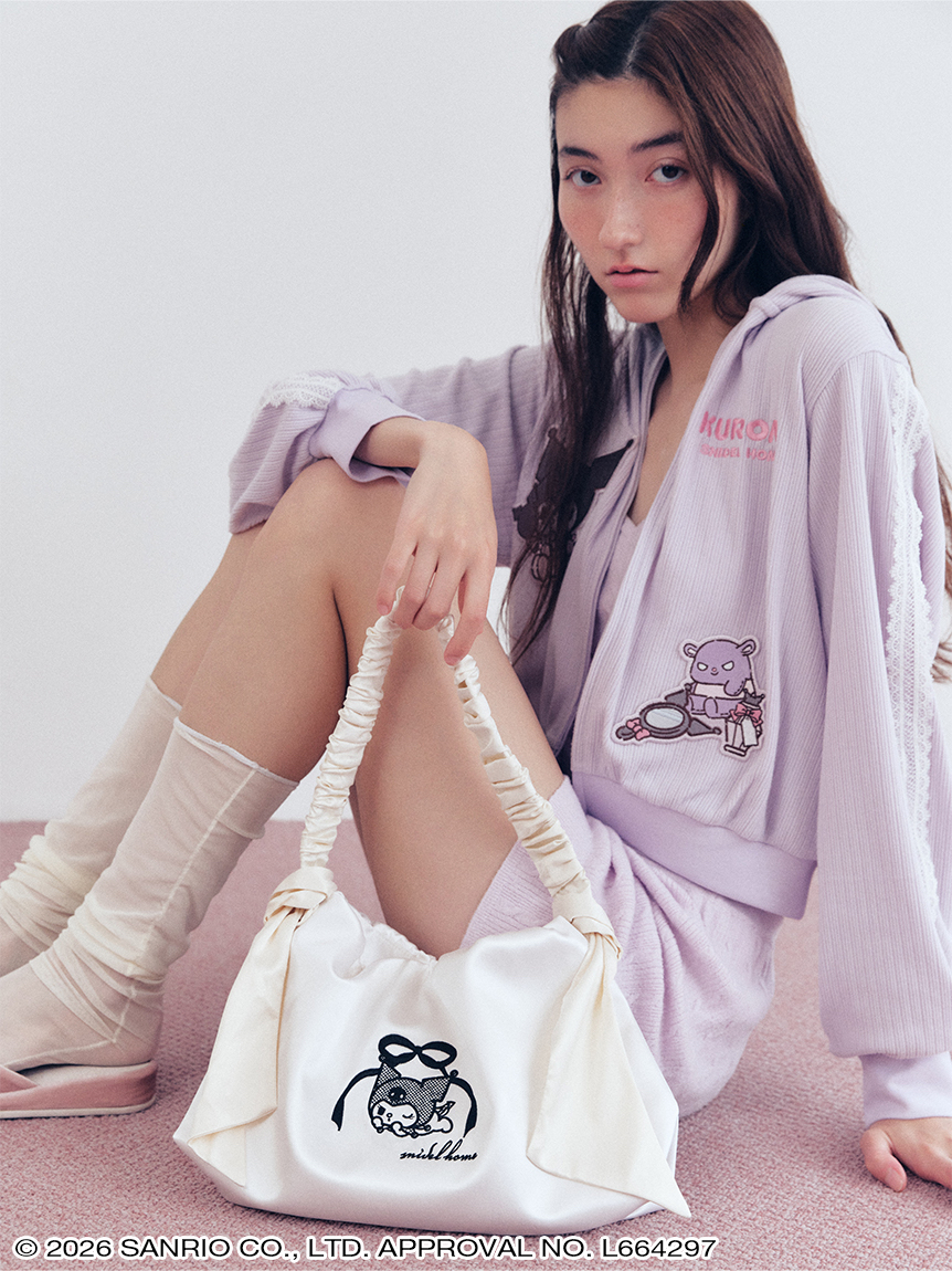 🎀【預訂】SNIDEL HOME x Kuromi 緞面刺繡手提包 B