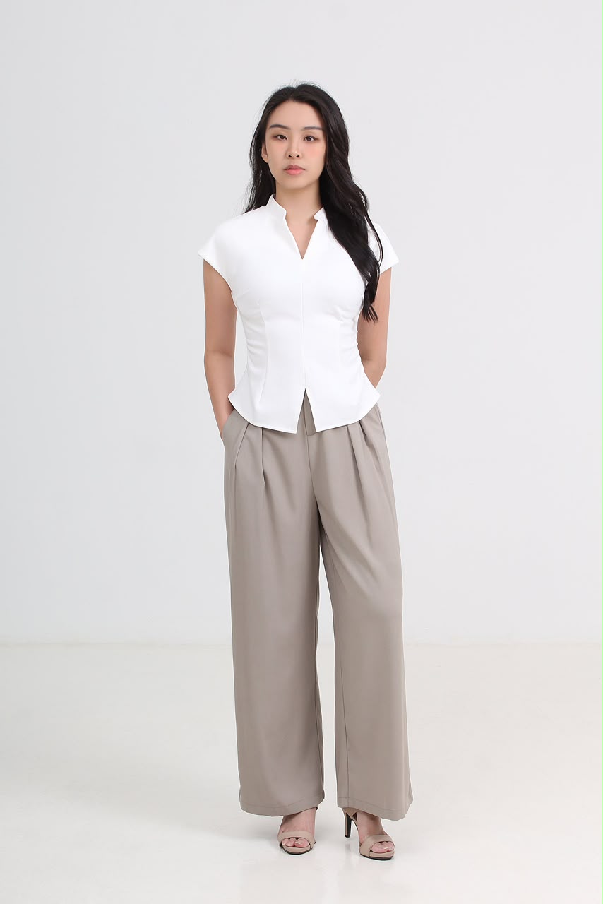 MFY10027 Mandarin Collar Structured Slim Fit Top