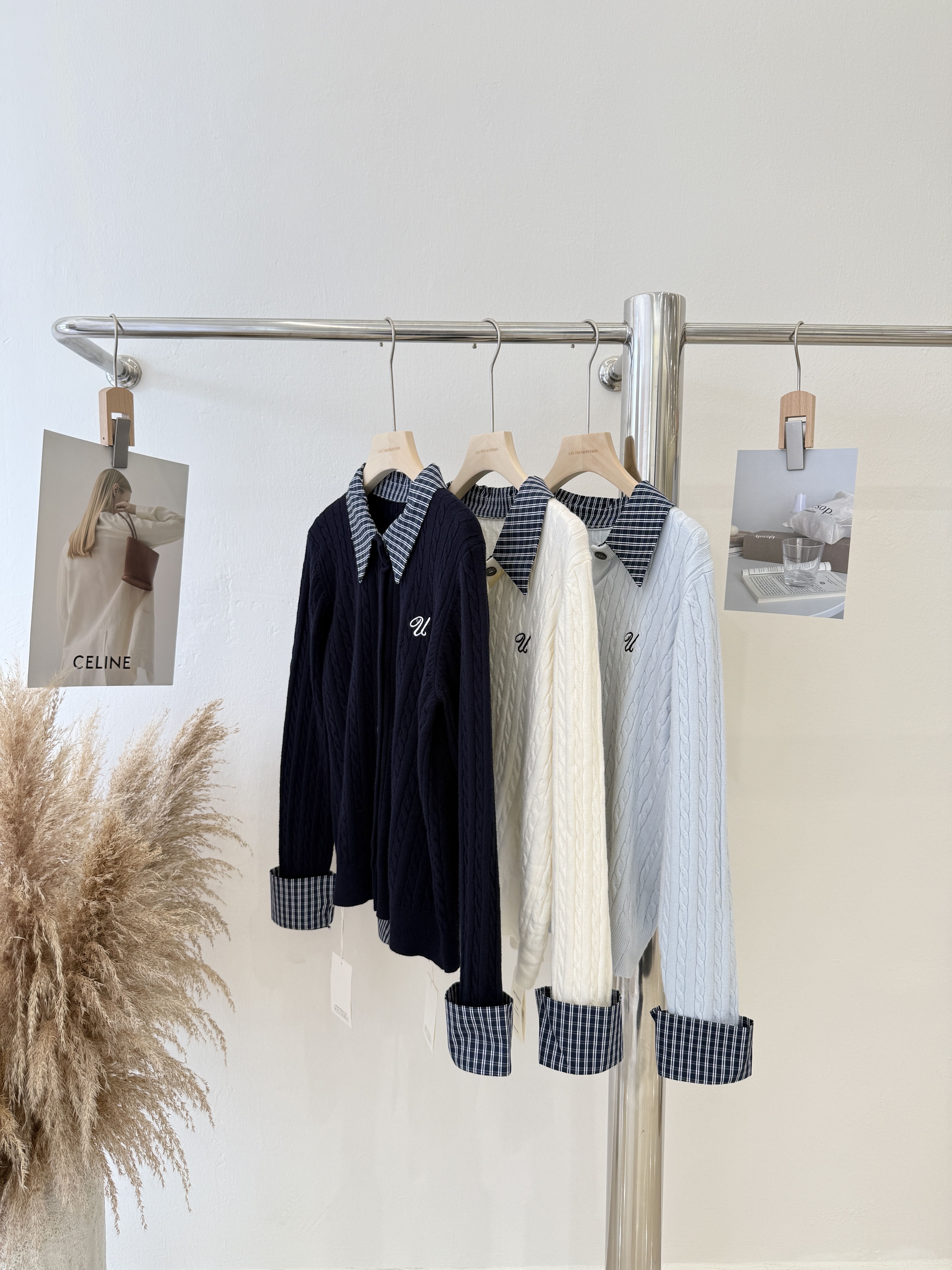 6833 学院风假两件针织衫