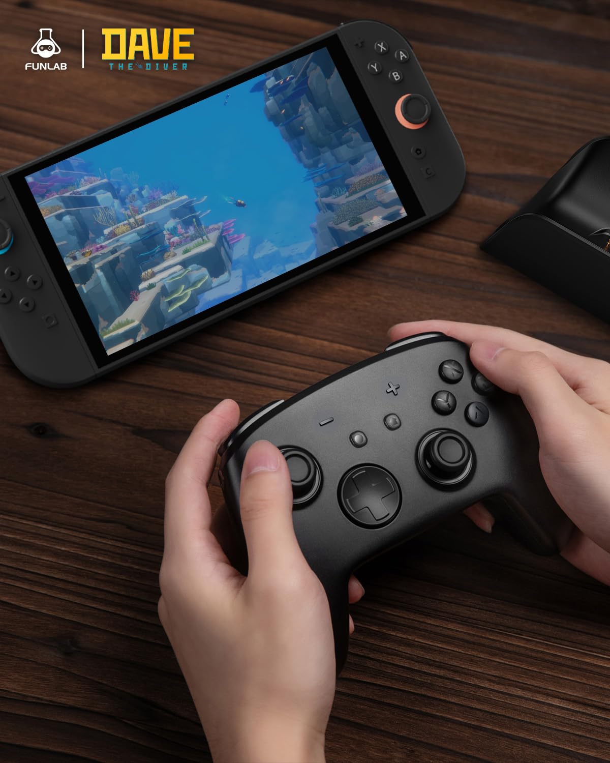 SW2 FUNLAB 無線控制器連充電底座 FF05 (潛水員戴夫)  Wireless Controller with charging dock for Nintendo Switch2/OLED/Lite FF05 (DAVE THE DIVER)  SW2-0358