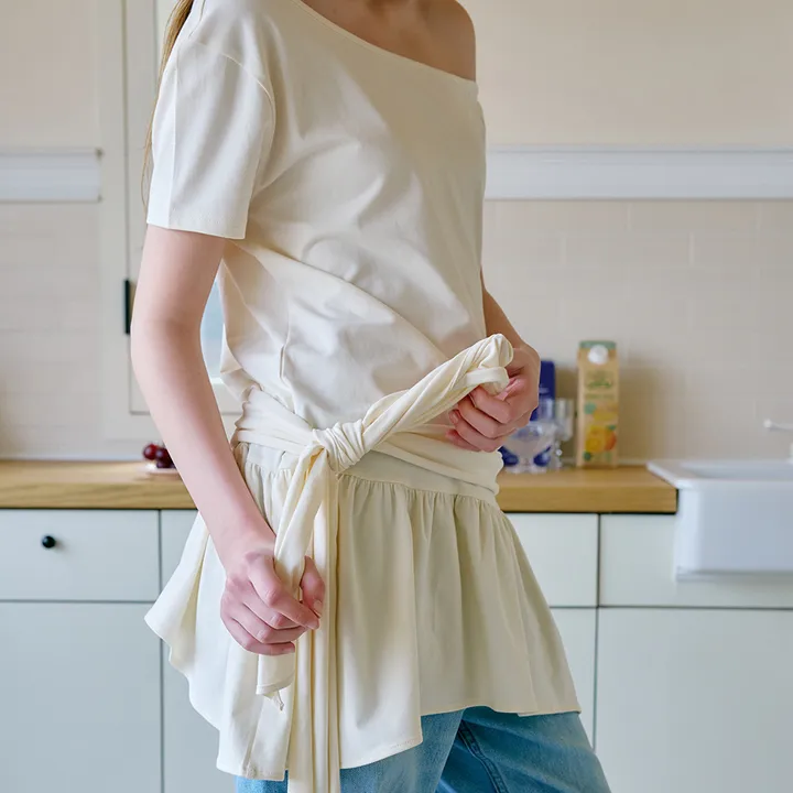 [Letter from moon] Ribbon Tie Unbalance Onepiece (2色)