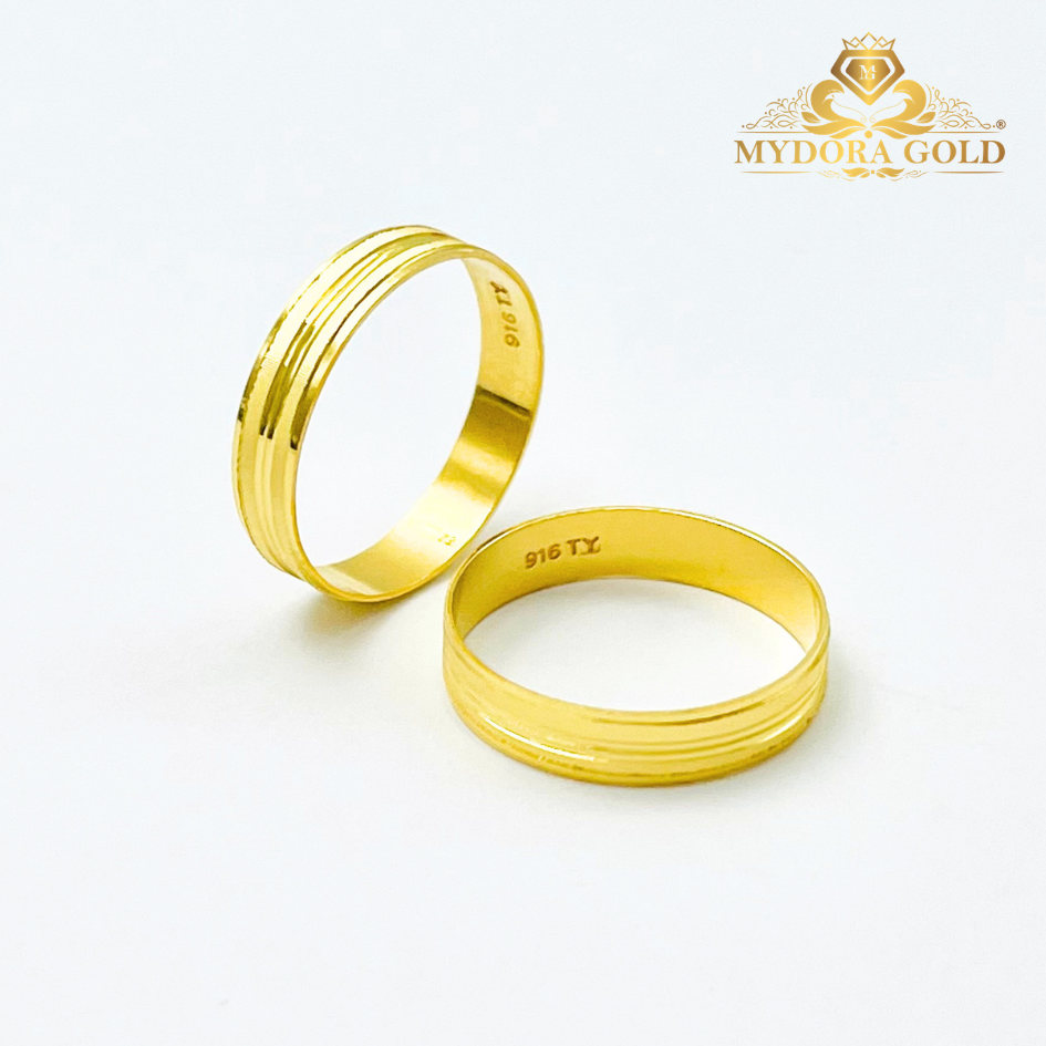 MYDORA Cincin Belah Rotan Double Line l EMAS 916/22K