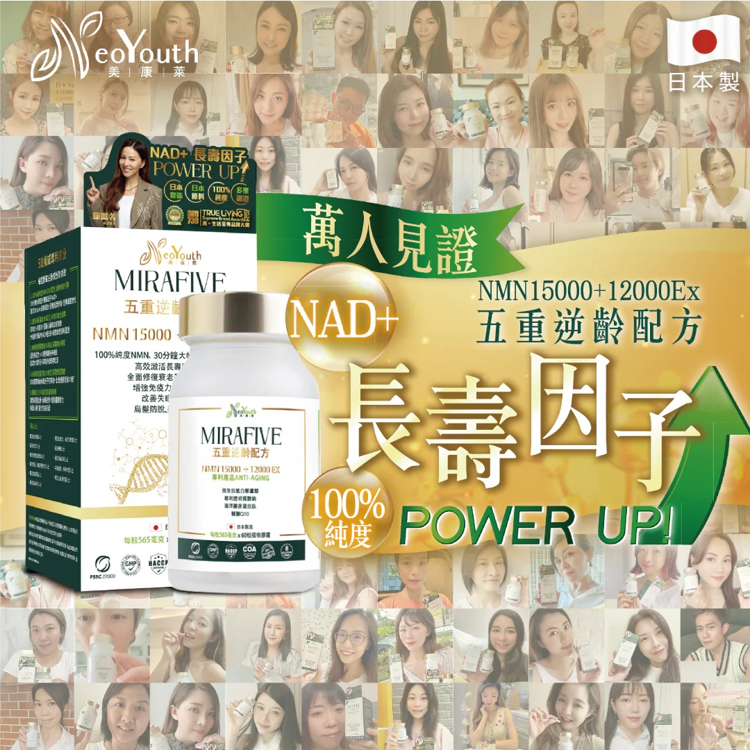 NeoYouth美康萊Mirafive五重逆齡配方NMN15000mg+12000EX60粒